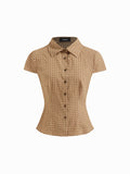 100% Cotton Tartan Short Sleeve Gingham Blouse