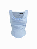 100% Cotton Cowl Neck Asymmetrical Hem Tank Top