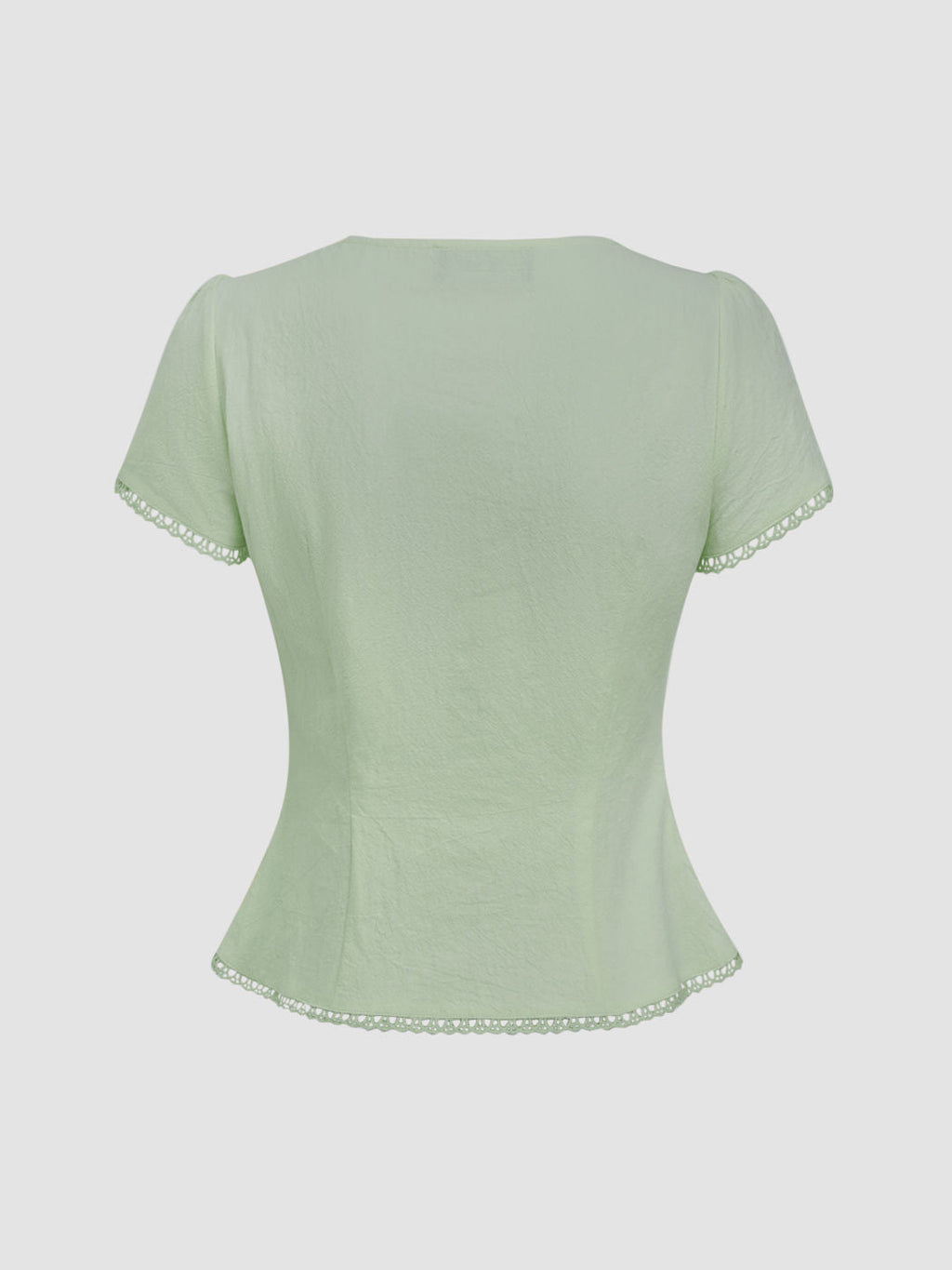 100% Cotton V-neck Ruffle Hem Blouse