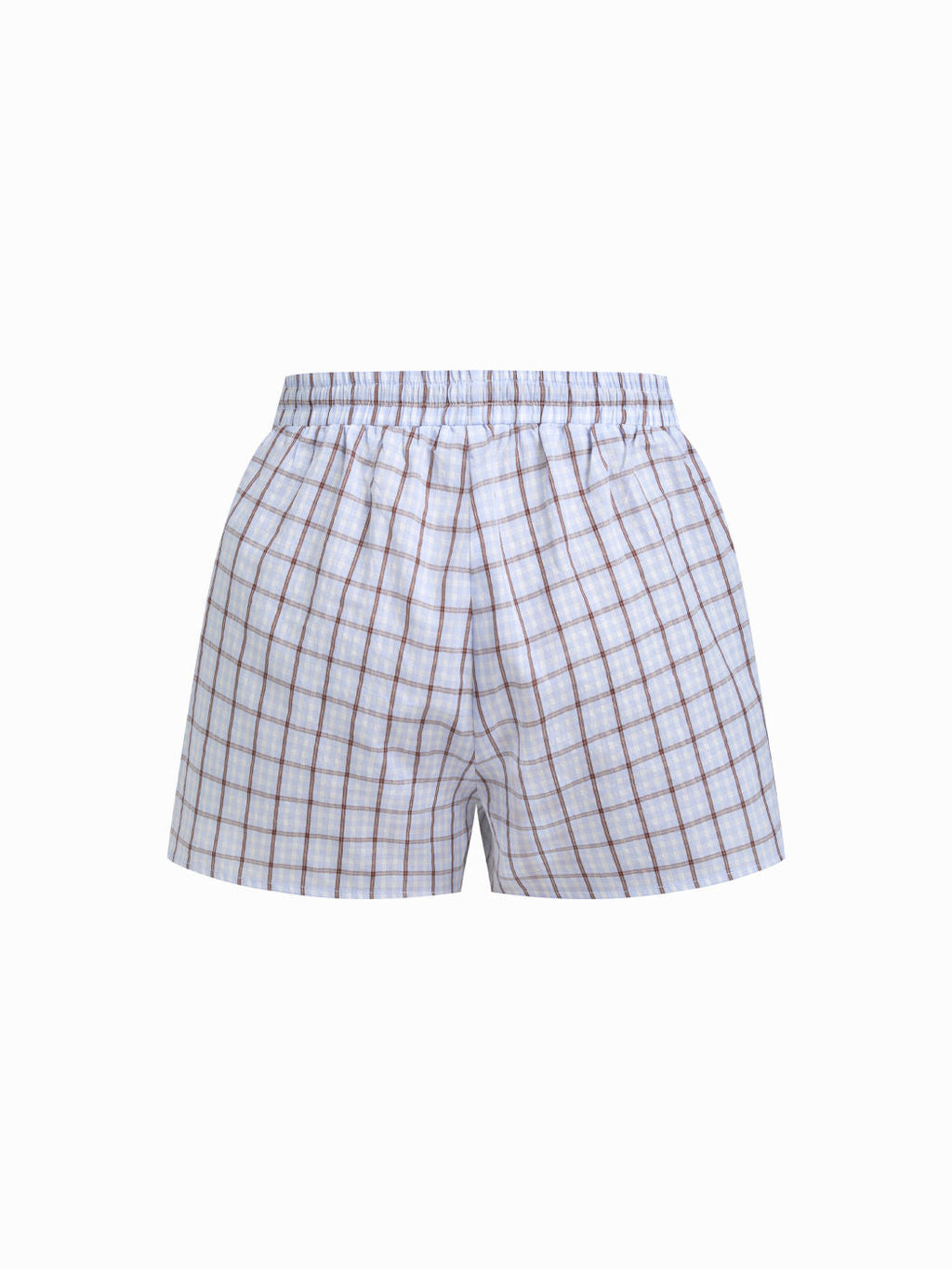 100% Cotton Collar Stripe Oversized Top & Mid Rise Check Drawstring Shorts Loungewear Set