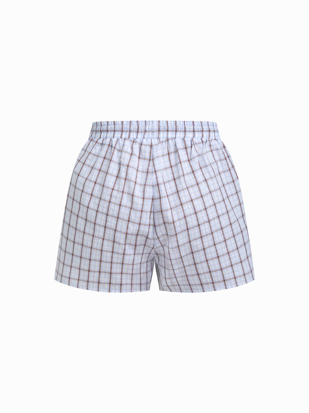 100% Cotton Collar Stripe Oversized Top & Mid Rise Check Drawstring Shorts Loungewear Set