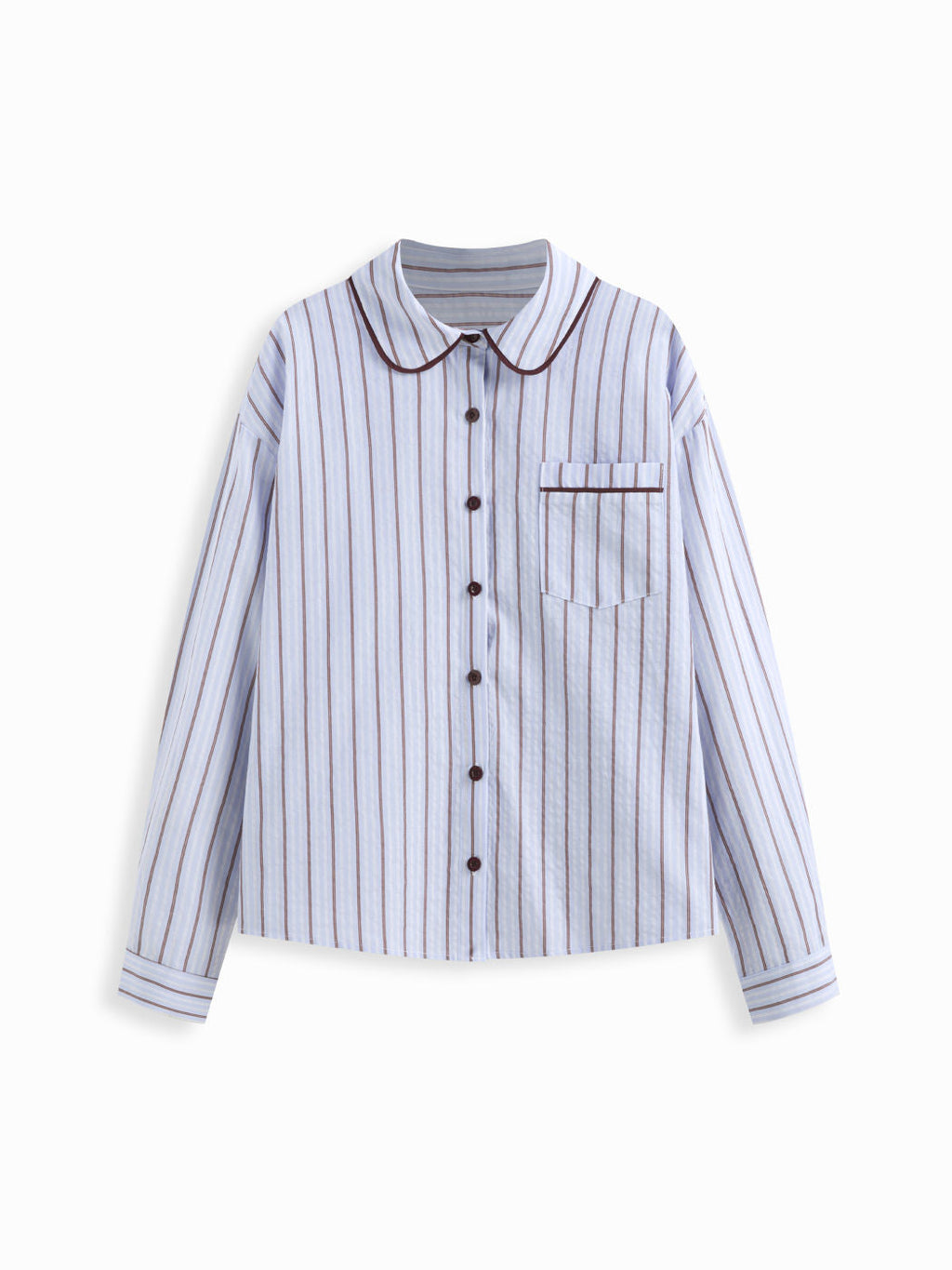 100% Cotton Collar Stripe Oversized Top & Mid Rise Check Drawstring Shorts Loungewear Set