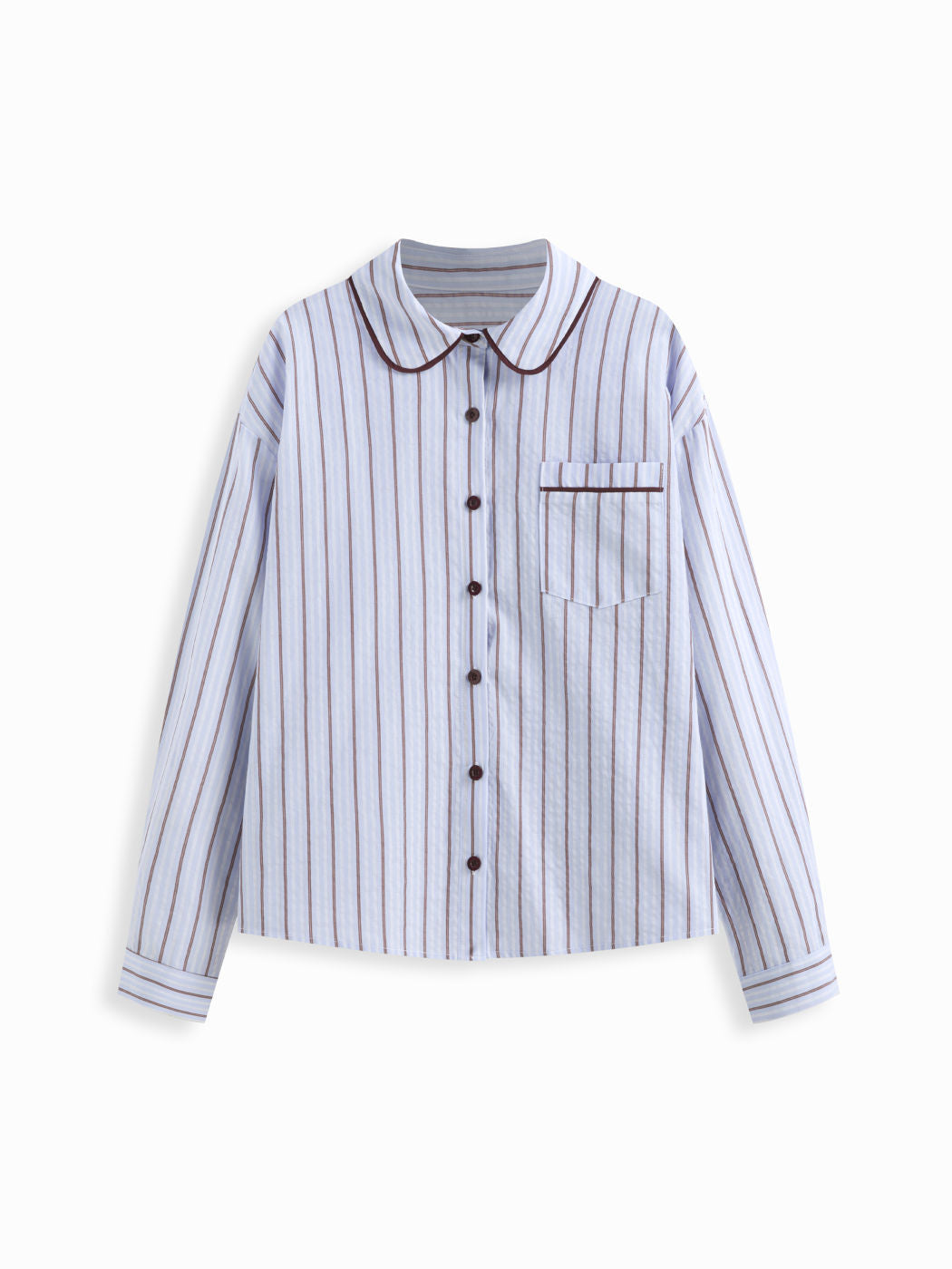 100% Cotton Collar Stripe Oversized Top & Mid Rise Check Drawstring Shorts Loungewear Set