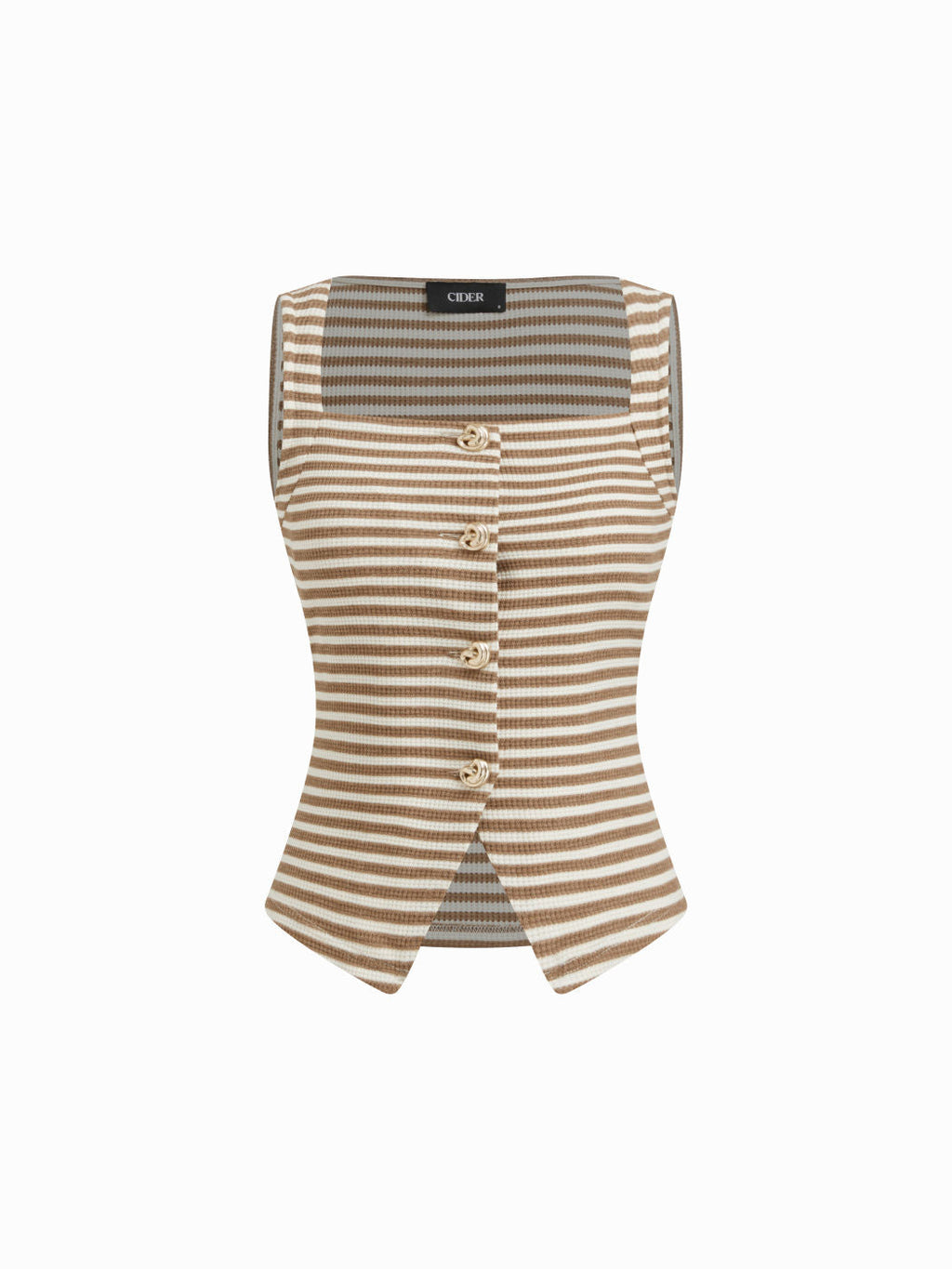 100% Cotton Square Neck Stripe Split Top & Wide Leg Shorts Set