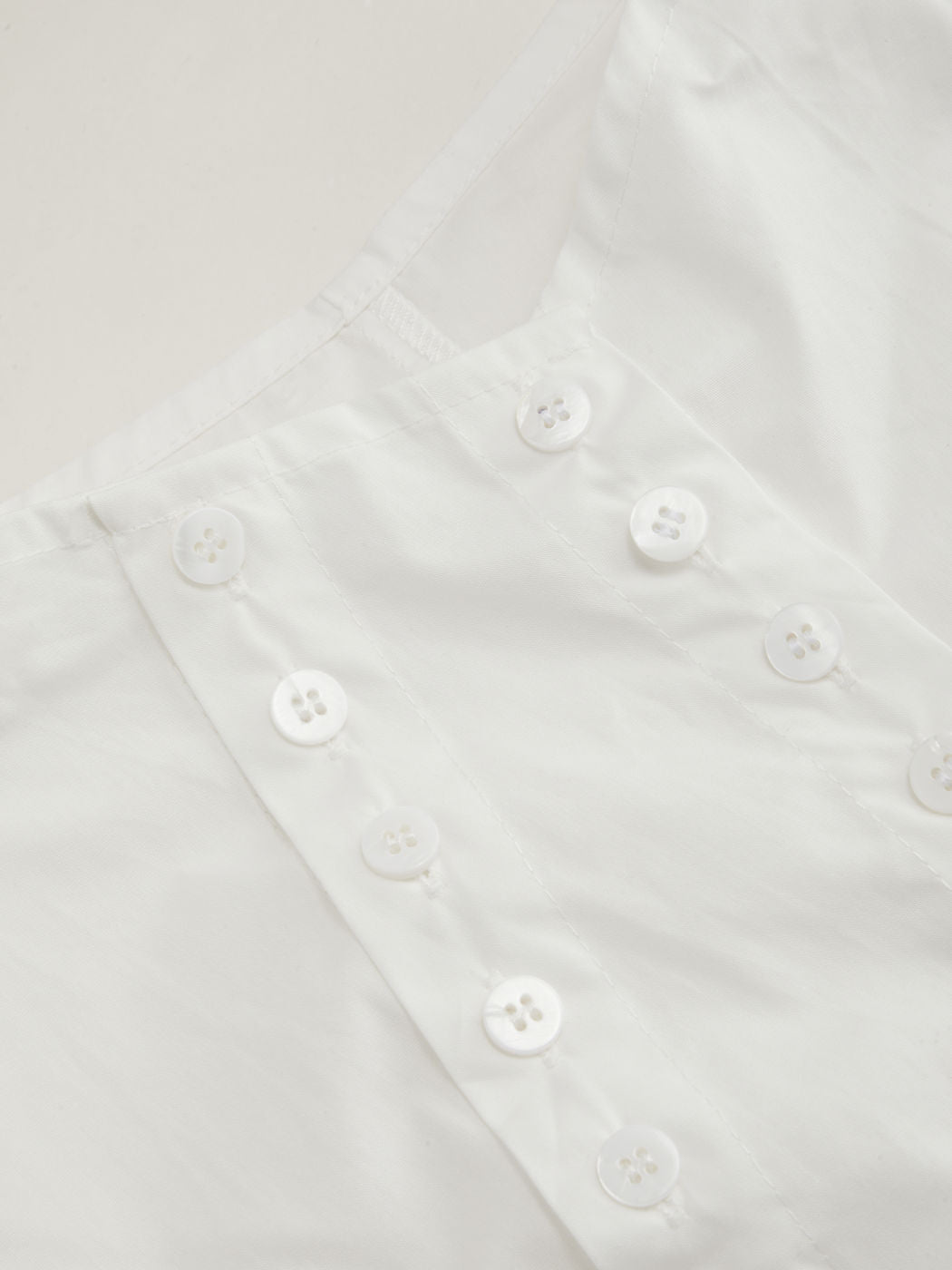 100% Cotton Asymmetrical Neck Button Curved Hem Short Sleeve Blouse