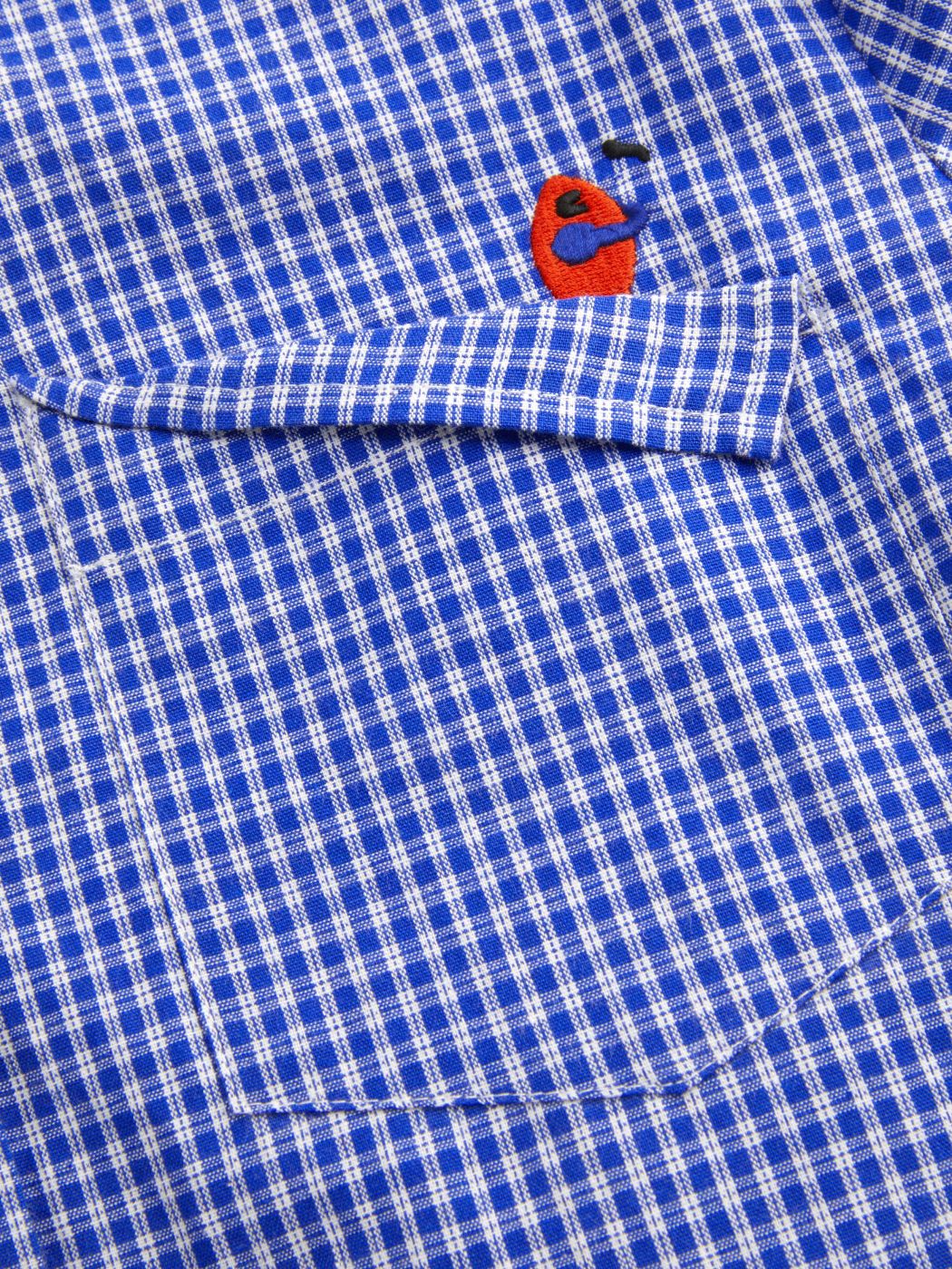 100% Cotton Collar Gingham Embroidery Long Sleeve Oversized Shirt