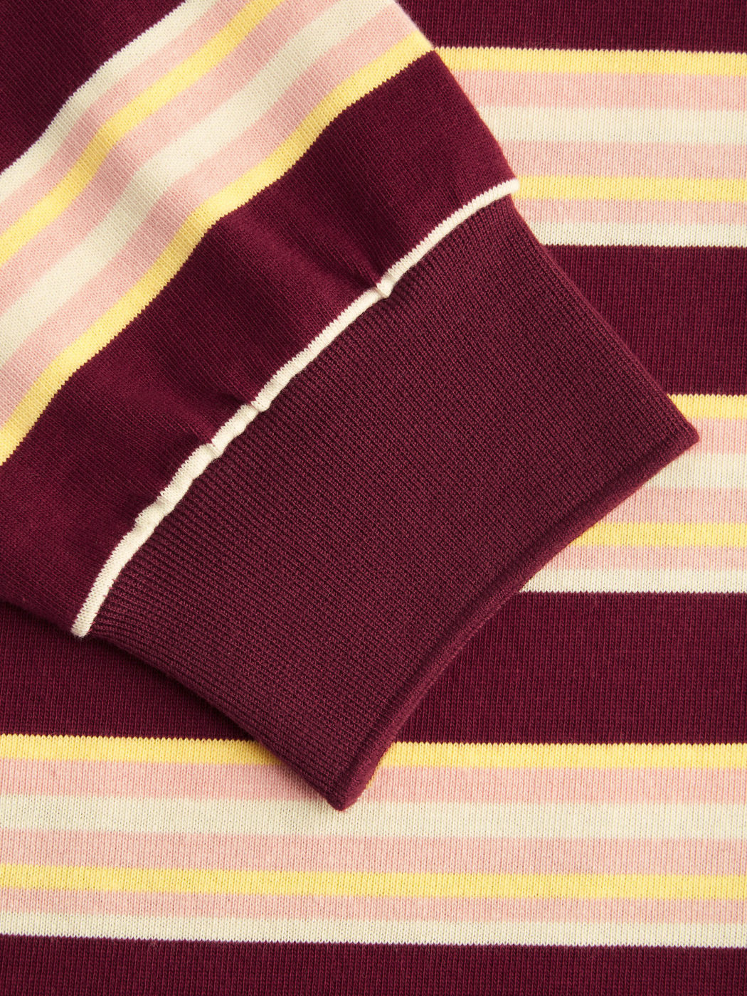 100% Cotton Stripe Polo Neck Long Sleeve Oversized Sweatshirt Curve & Plus