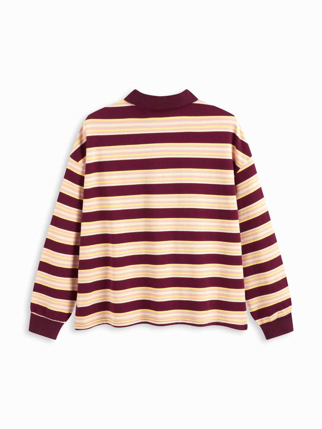100% Cotton Stripe Polo Neck Long Sleeve Oversized Sweatshirt Curve & Plus