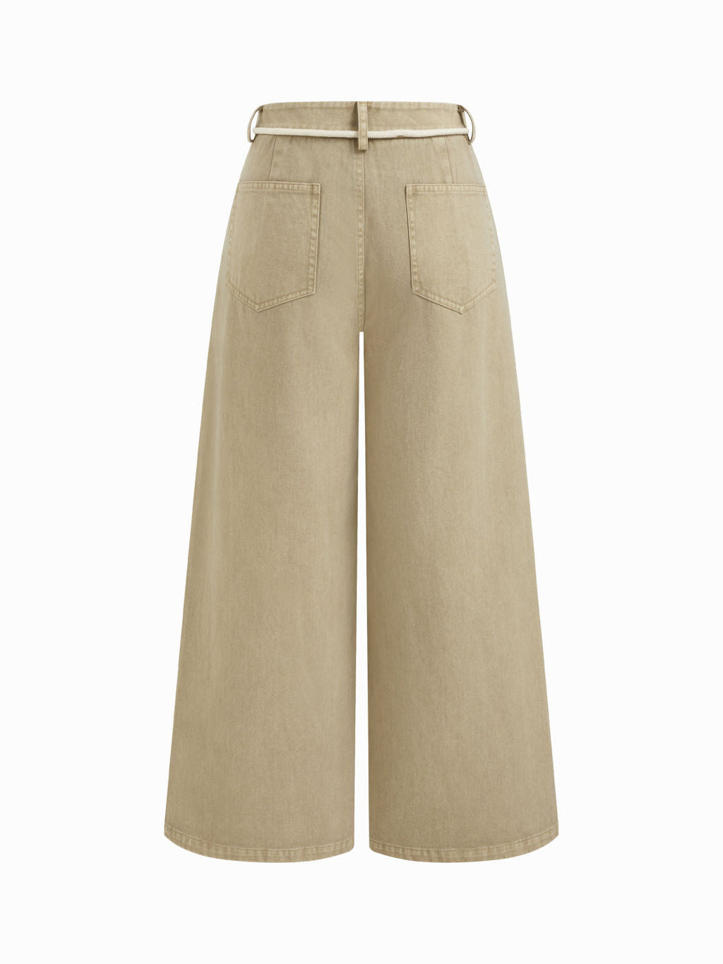 100% Cotton Mid Rise Drawstring Wide Leg Trousers