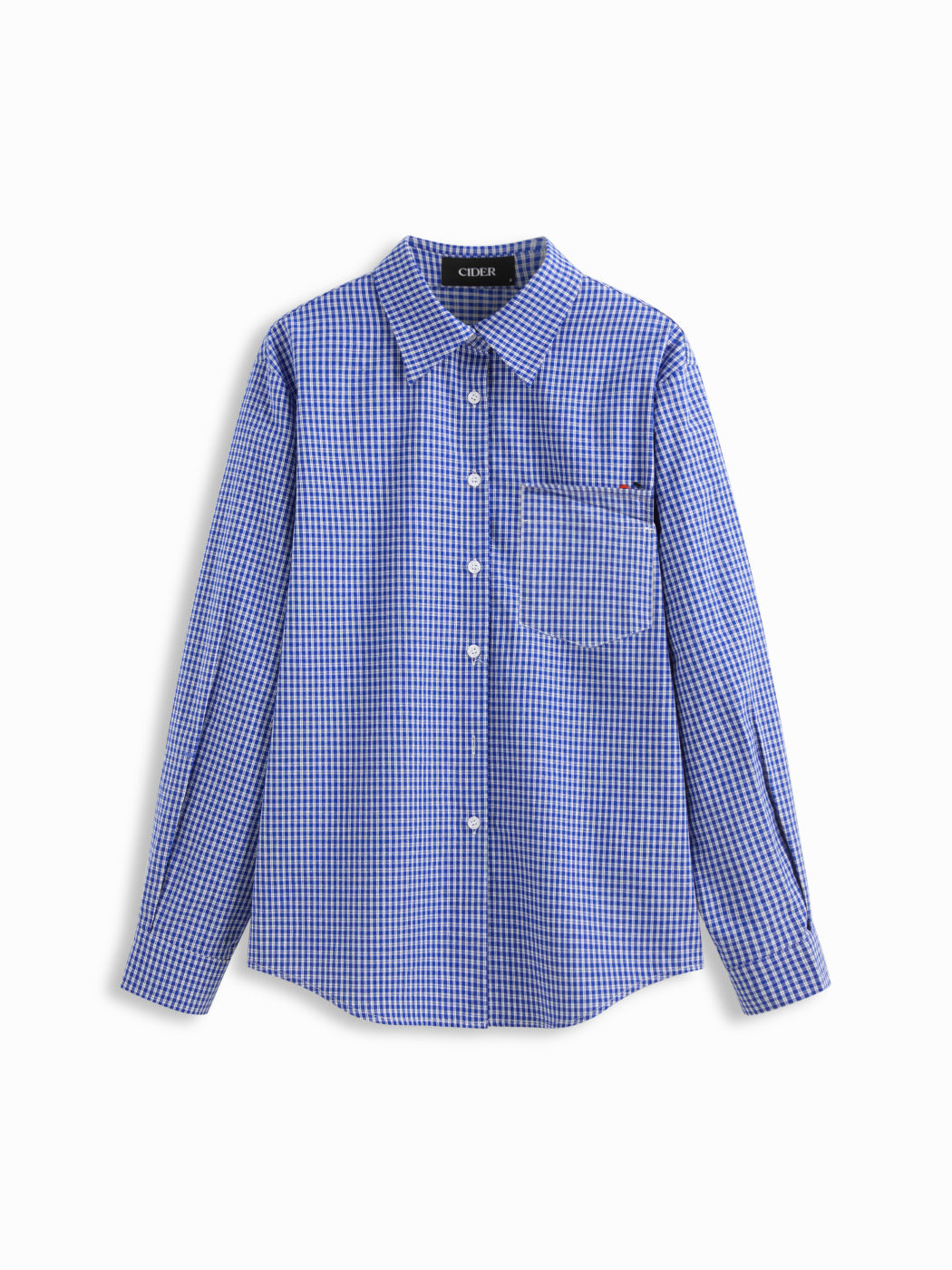 100% Cotton Collar Gingham Embroidery Long Sleeve Oversized Shirt