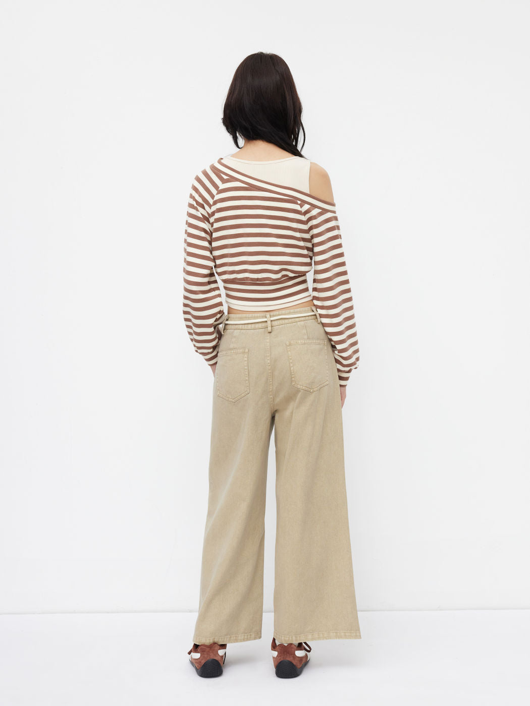 100% Cotton Mid Rise Drawstring Wide Leg Trousers