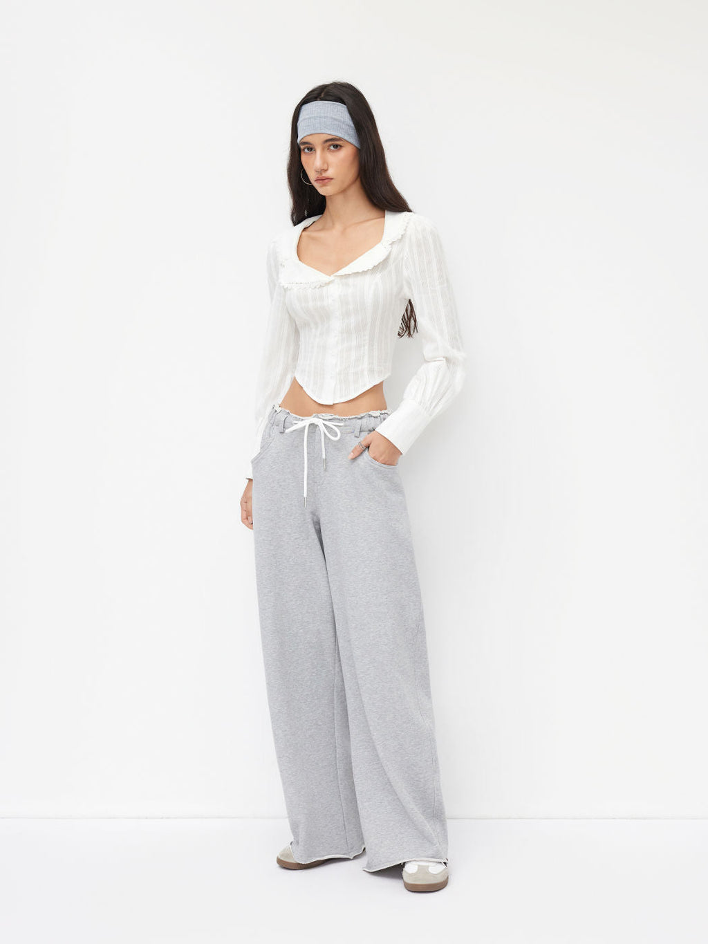 100% Cotton Low Rise Drawstring Pocket Straight Leg Sweatpants