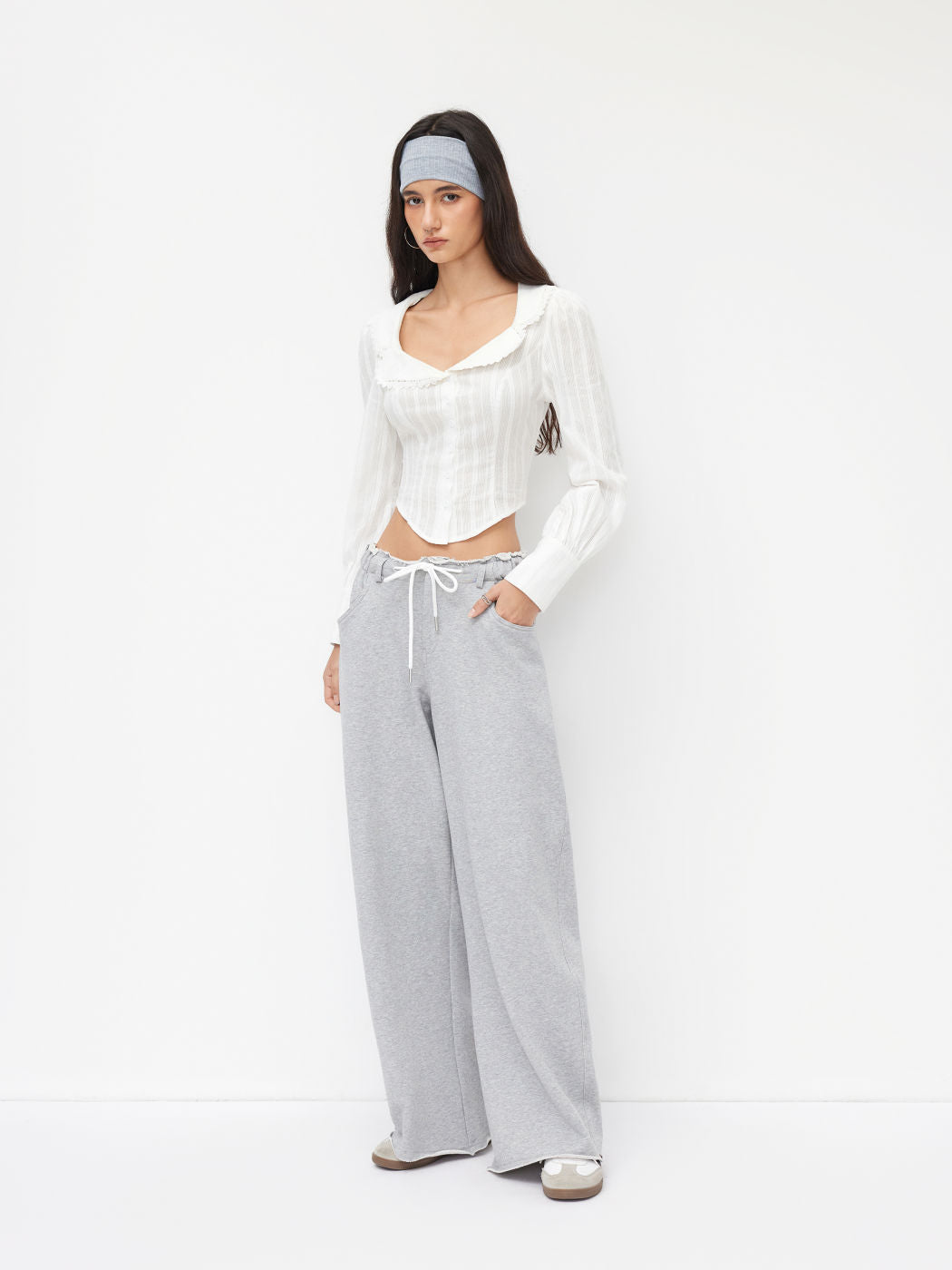 100% Cotton Low Rise Drawstring Pocket Straight Leg Sweatpants