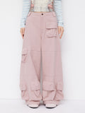 100% Cotton Mid Rise Multi-pocket Straight Leg Cargo Trousers