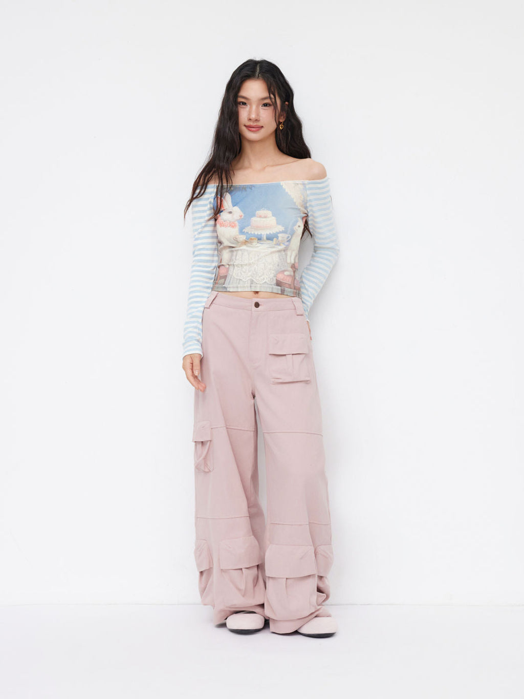 100% Cotton Mid Rise Multi-pocket Straight Leg Cargo Trousers