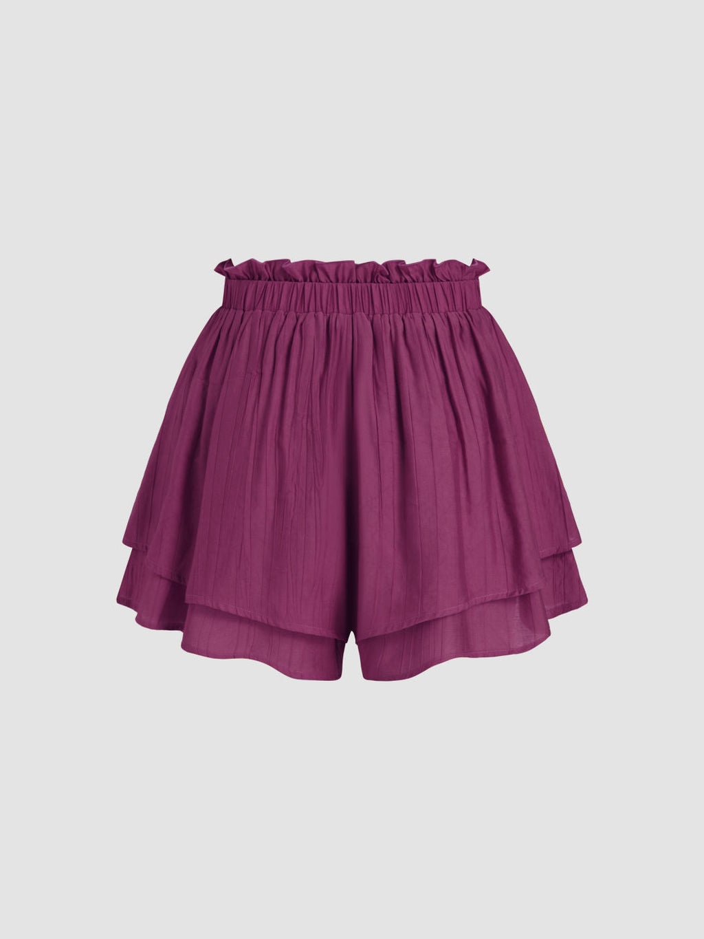 3 Pieces Polo Neck Lantern Sleeve Shirt & Cami Crop Top & Lettuce Trim Layered Shorts Set