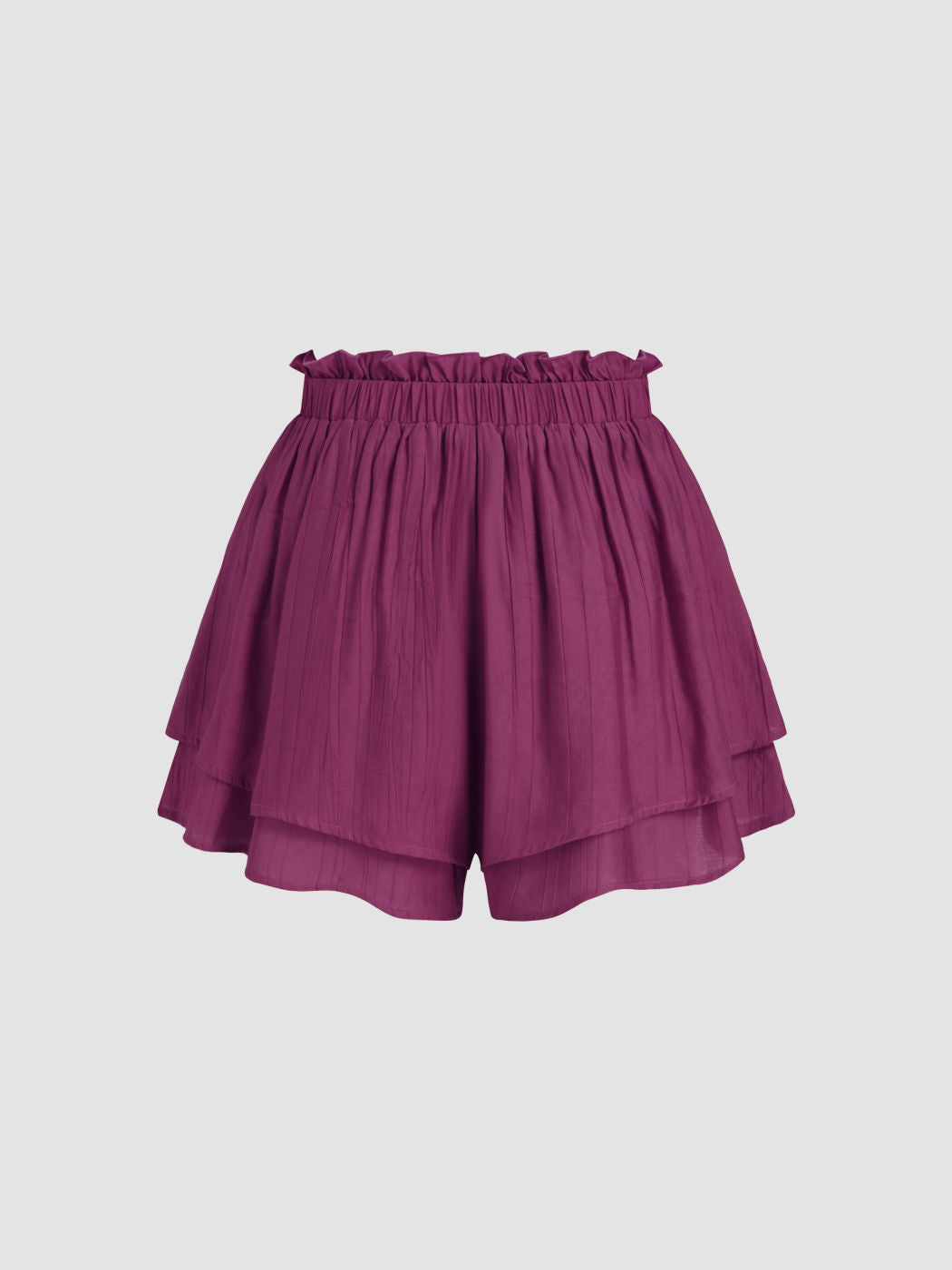3 Pieces Polo Neck Lantern Sleeve Shirt & Cami Crop Top & Lettuce Trim Layered Shorts Set