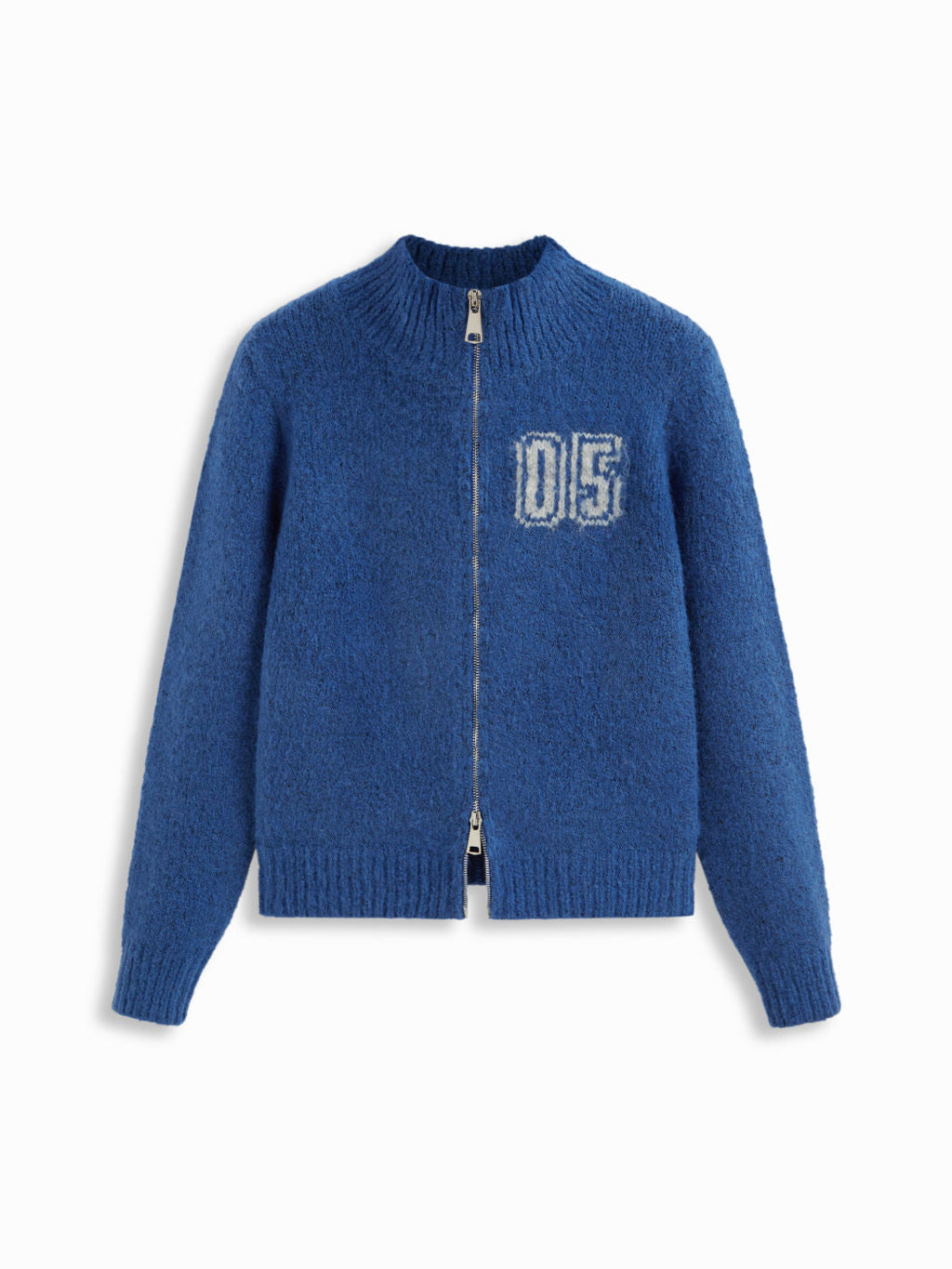 05 Knit Wool-blend Stand Collar Long Sleeve Zip Through Cardigan