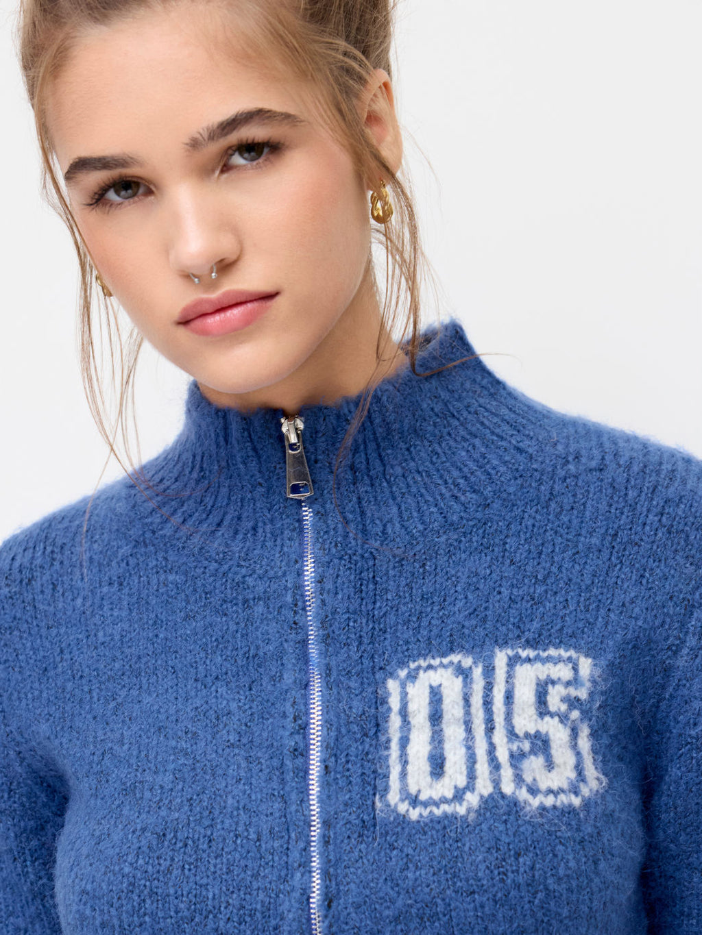 05 Knit Wool-blend Stand Collar Long Sleeve Zip Through Cardigan