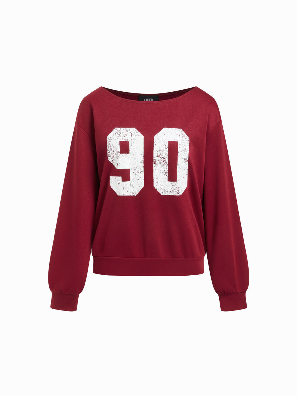90 Terry Asymmetrical Neck Long Sleeve Sweatshirt