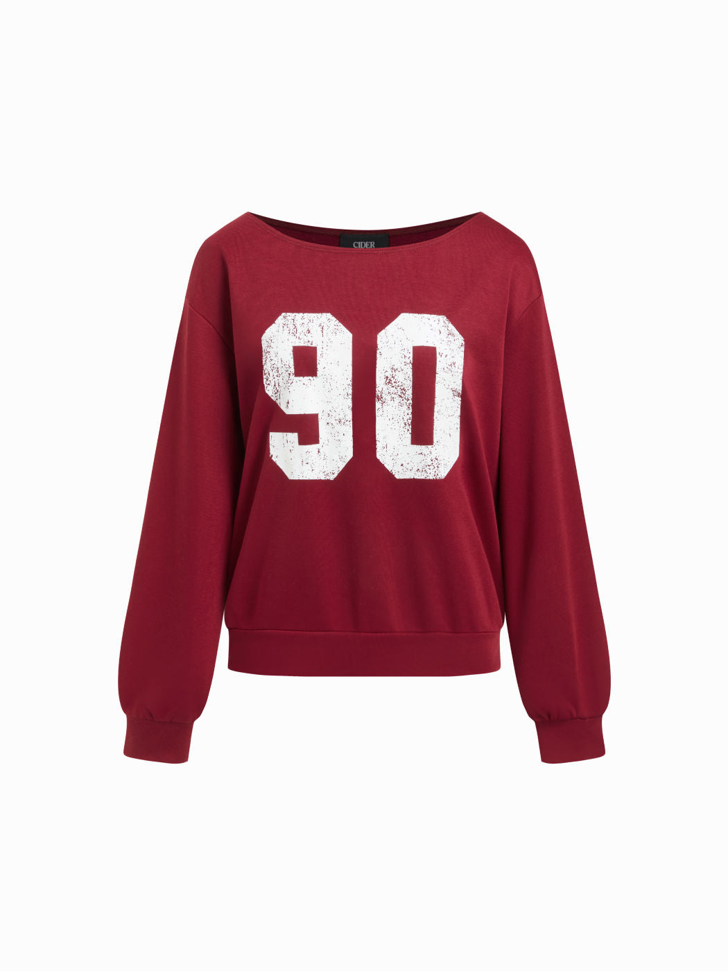 90 Terry Asymmetrical Neck Long Sleeve Sweatshirt