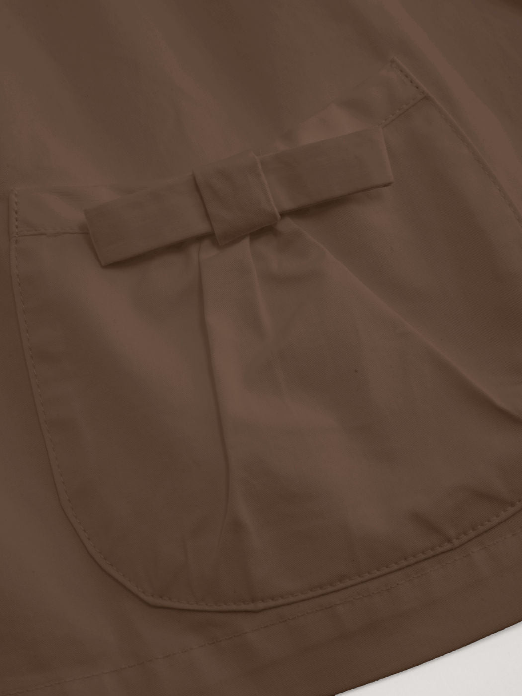 100% Cotton Peter Pan Collar Bowknot Pocket Button Oversized Blouse