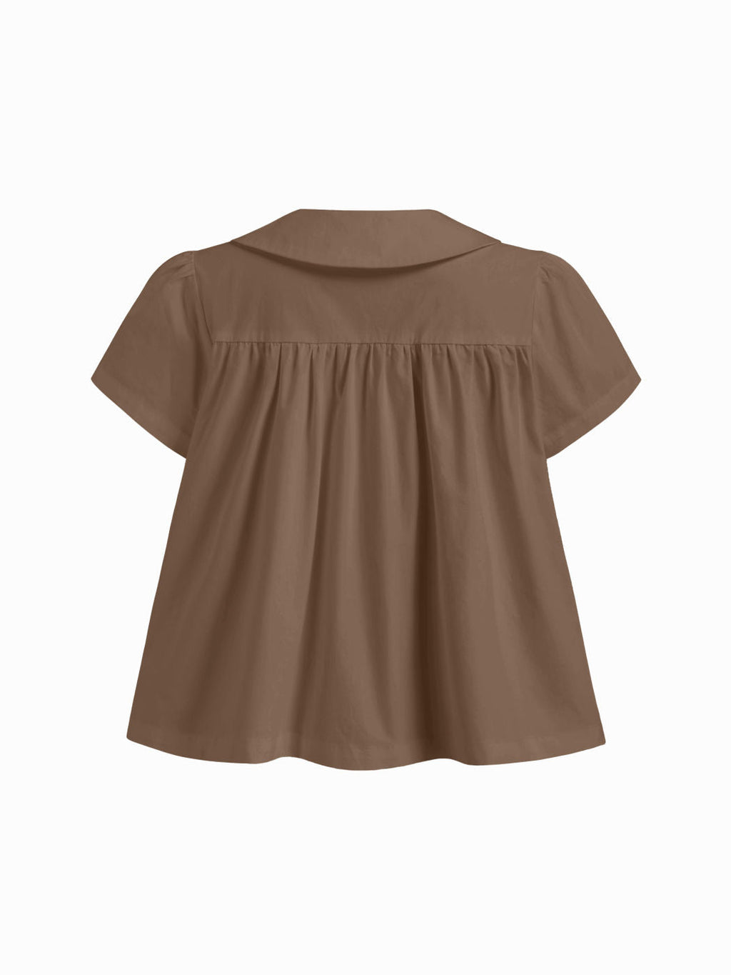 100% Cotton Peter Pan Collar Bowknot Pocket Button Oversized Blouse