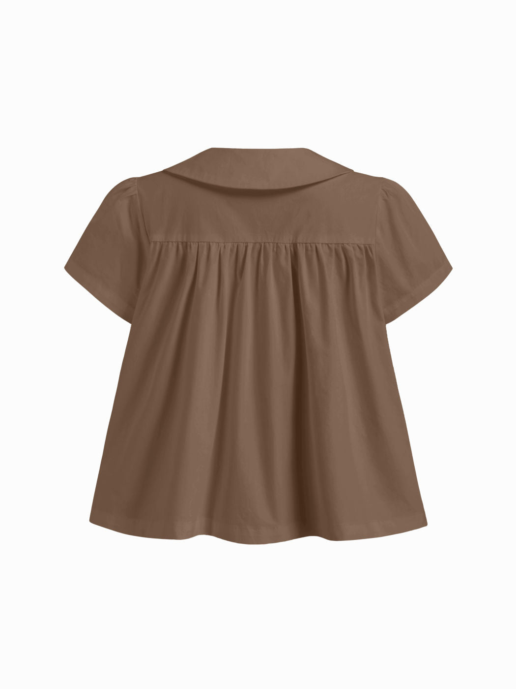 100% Cotton Peter Pan Collar Bowknot Pocket Button Oversized Blouse
