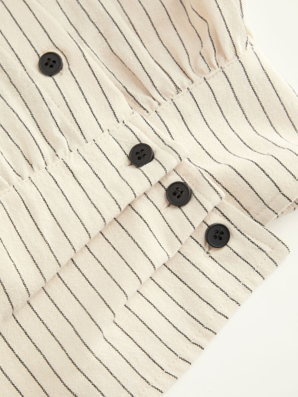 100% Cotton Striped Asymmetrical Collar Long Sleeve Blouse