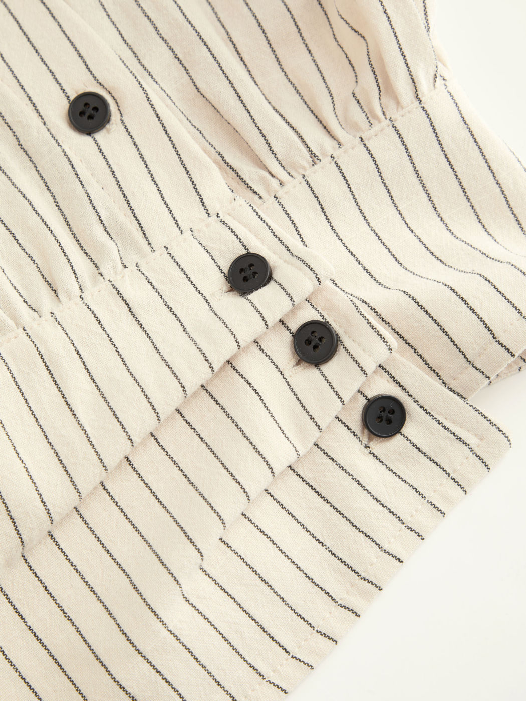 100% Cotton Striped Asymmetrical Collar Long Sleeve Blouse