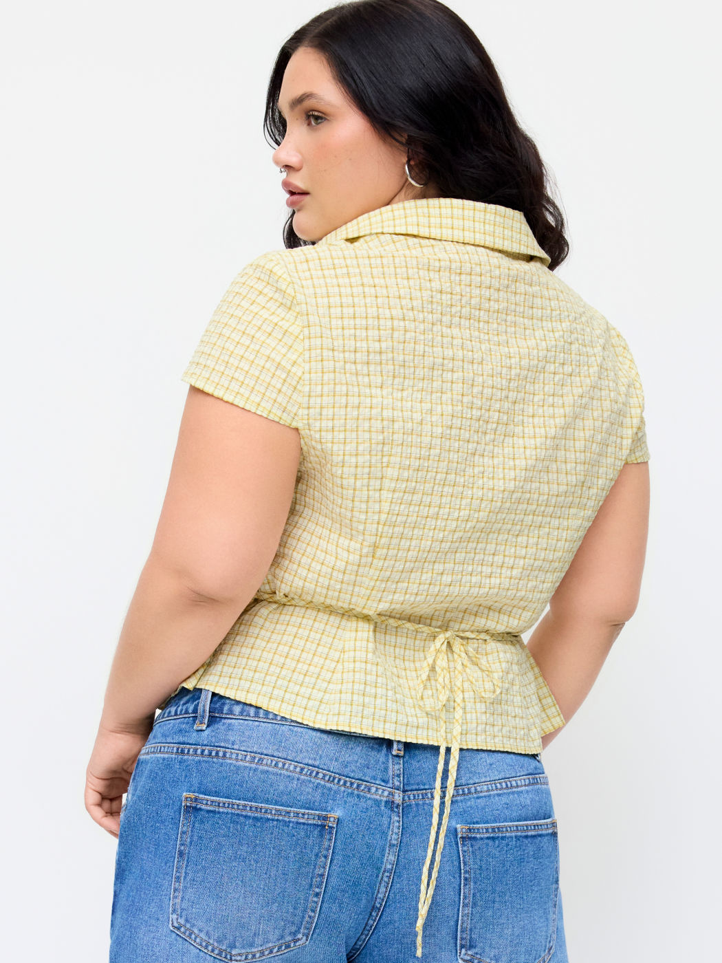 100% Cotton Tartan Short Sleeve Blouse Curve & Plus
