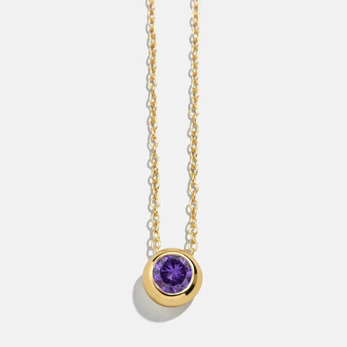 18K Gold Birthstone Pendant Necklace - Amethyst