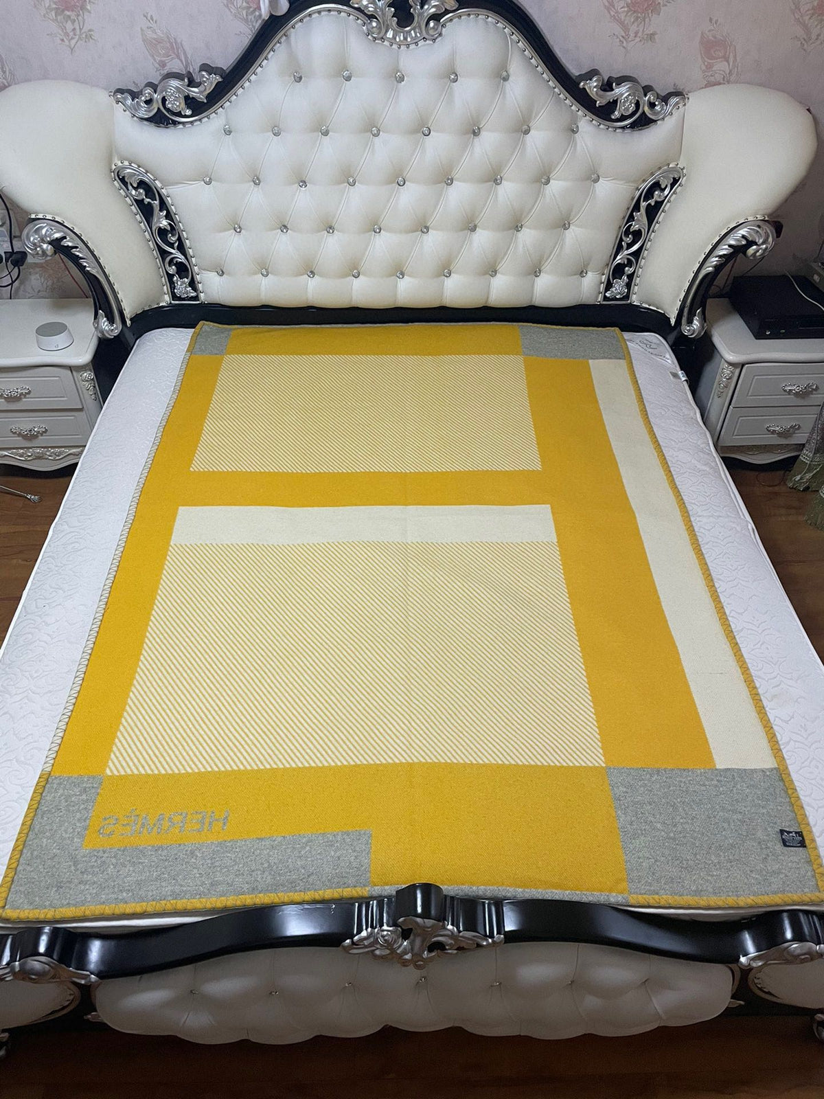 HM Riviera Blanket Yellow White Wool Cashmere