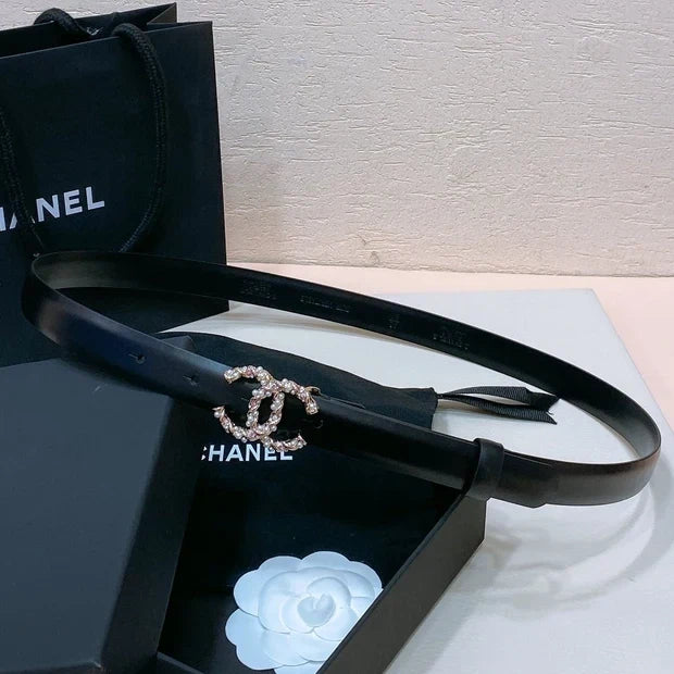 Chanel 2026 Pearl Rhinestone Buckle Belt 20mm Lambskin