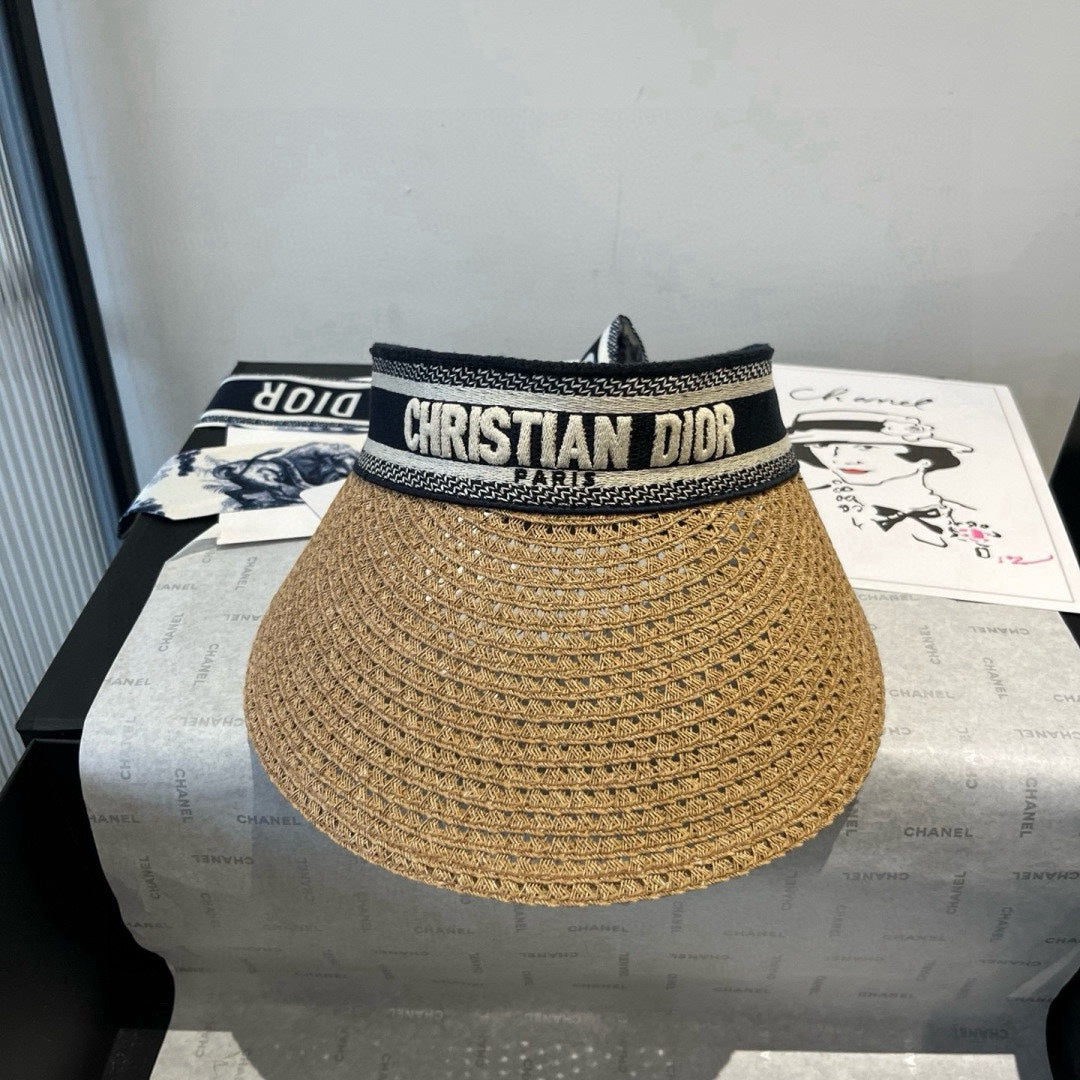 STRAW VISOR IN BEIGE RAFFIA MIX FABRIC