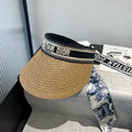 STRAW VISOR IN BEIGE RAFFIA MIX FABRIC
