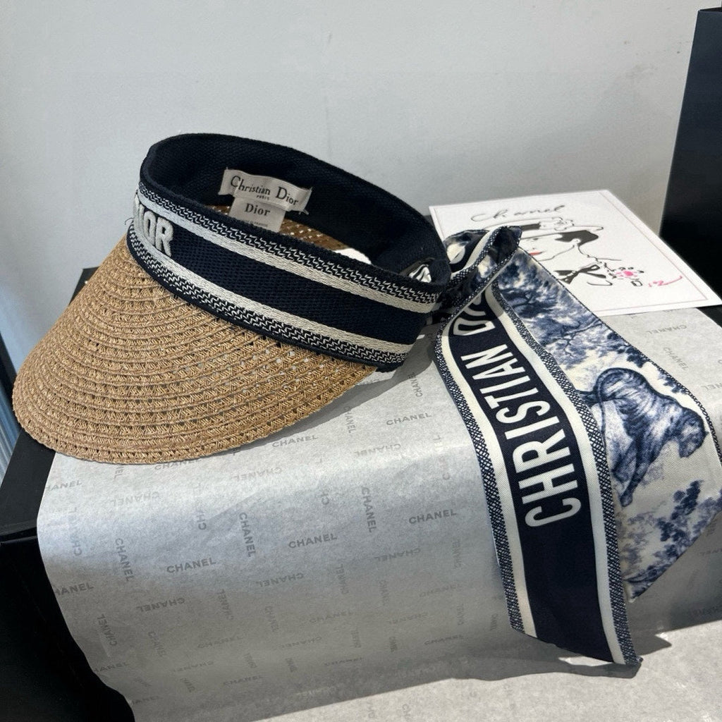 STRAW VISOR IN BEIGE RAFFIA MIX FABRIC