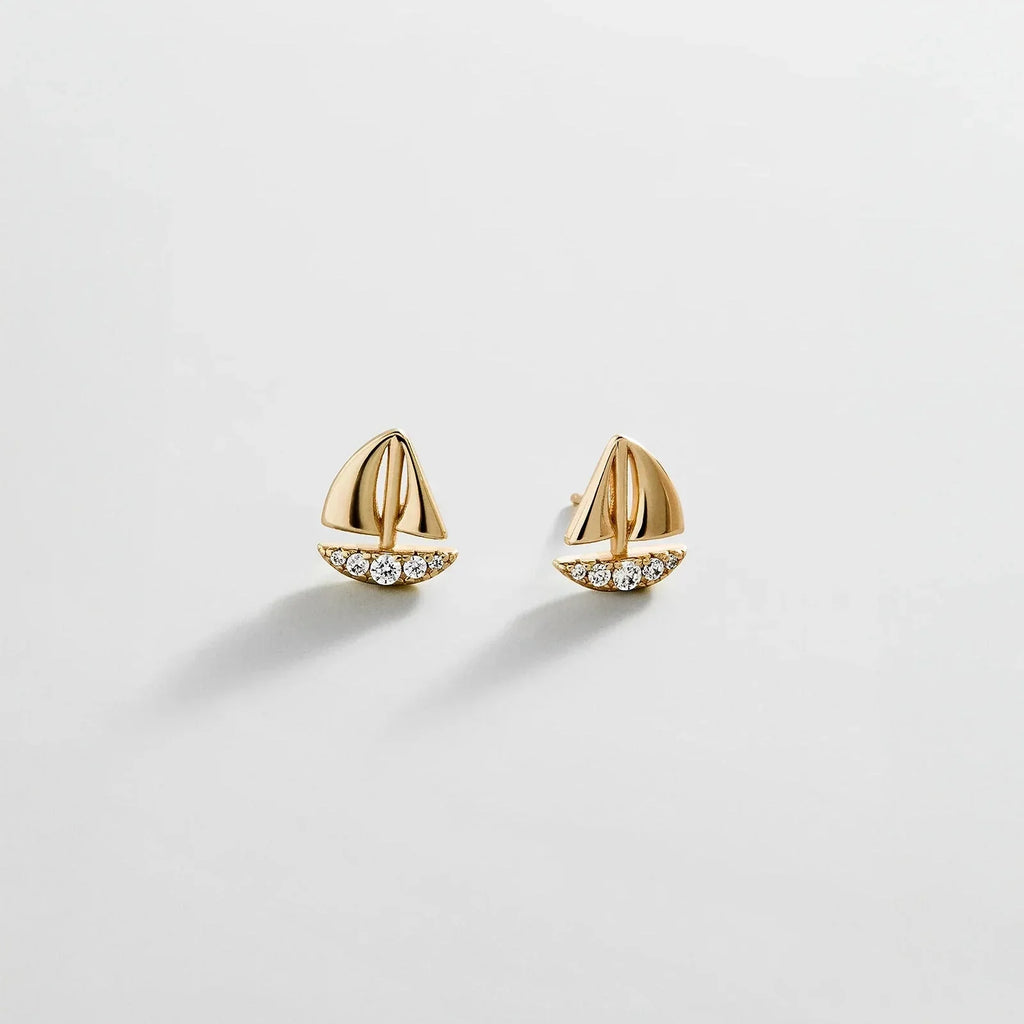 14K Gold Just For Fun Earrings - Sailboat