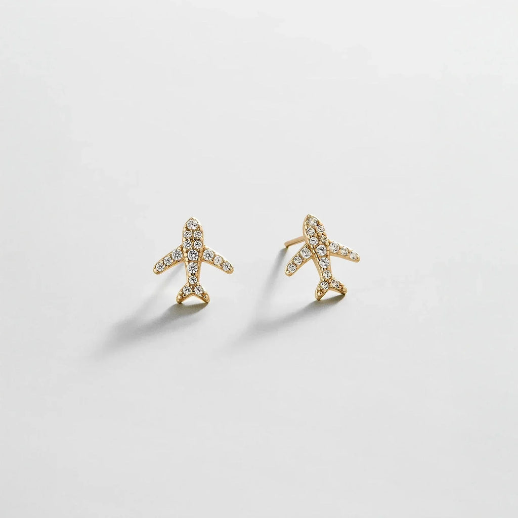 14K Gold Just For Fun Earrings - Airplane
