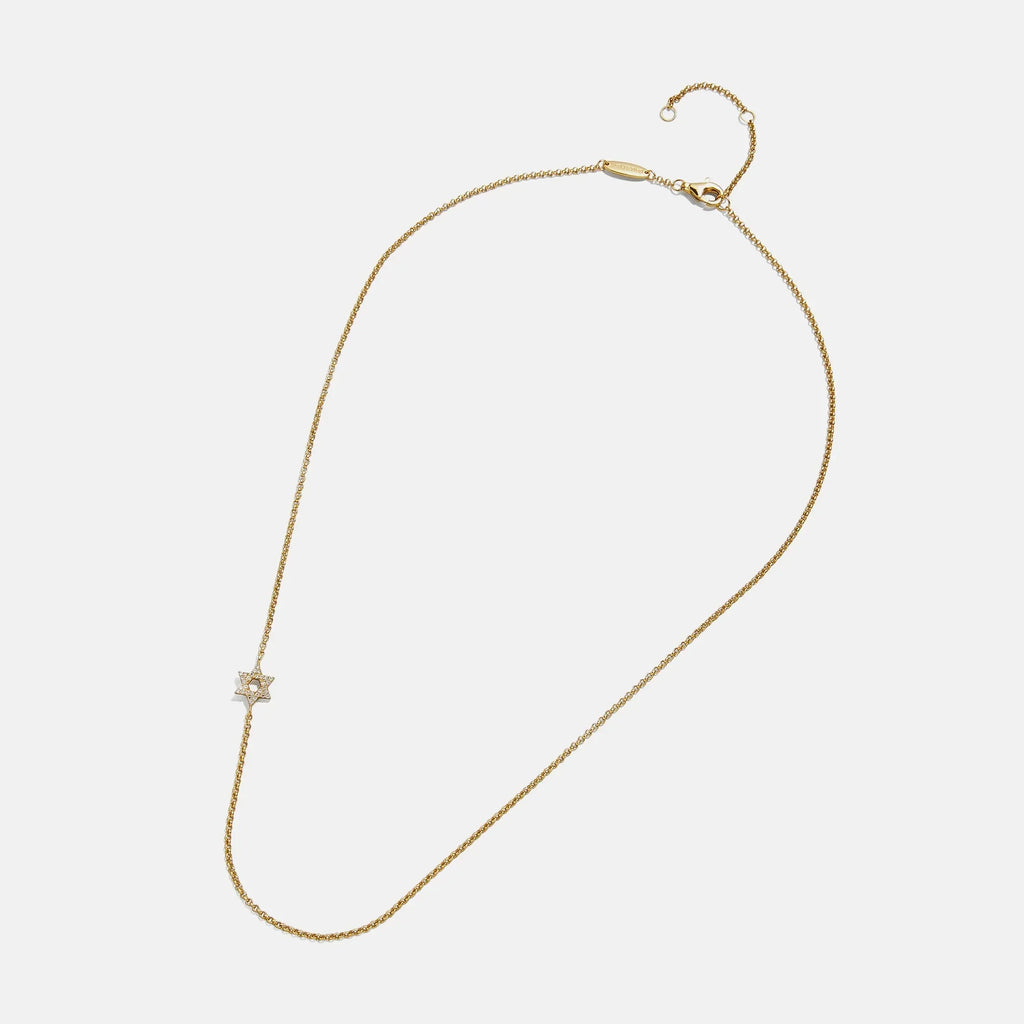 18K Gold Asymmetrical Star of David Necklace - Star of David