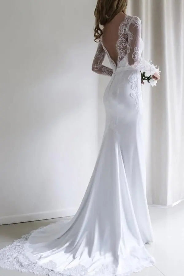 Lace Wedding Dress Sheath/Column Bateau Court Train