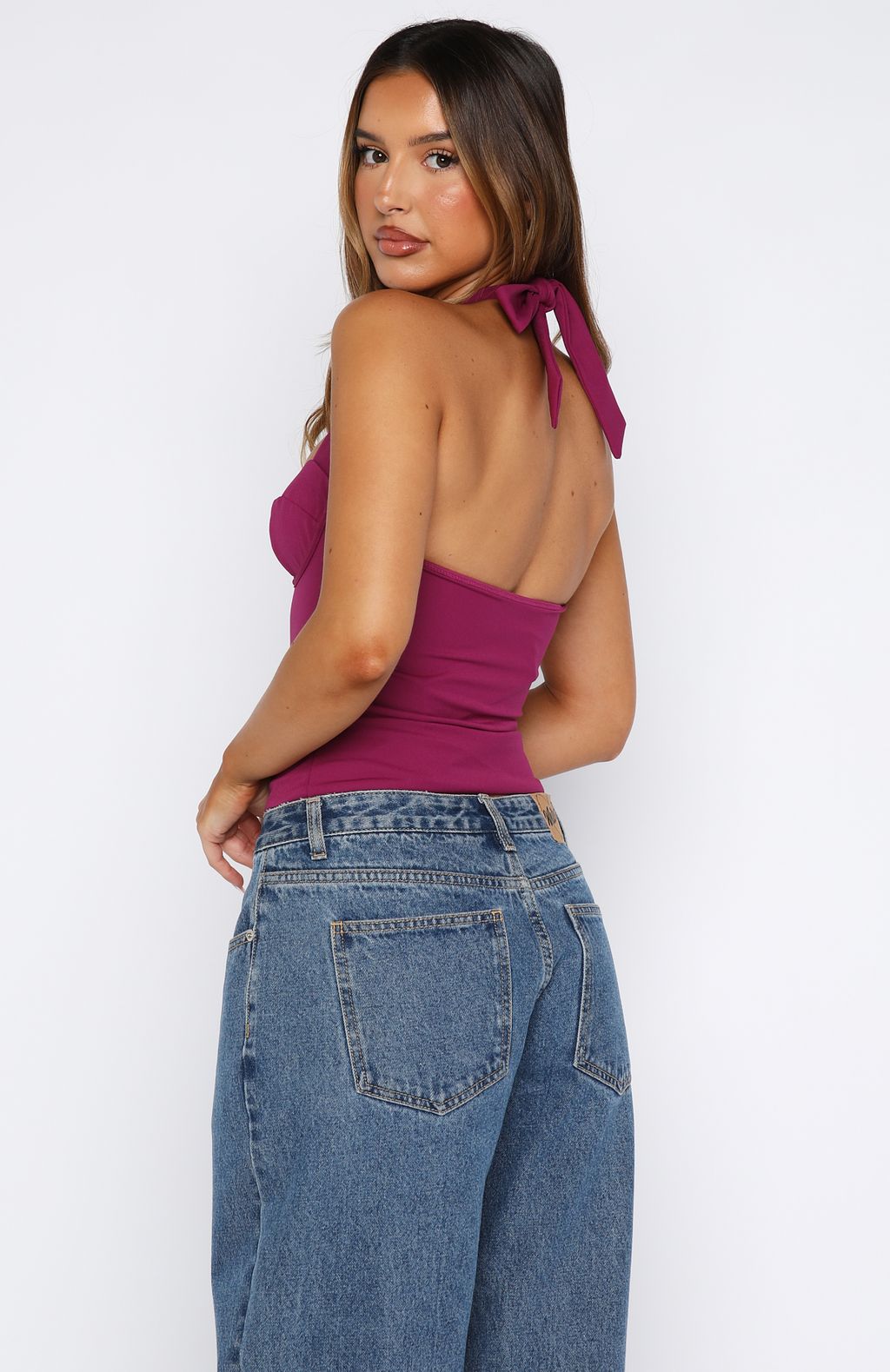 Boy. Bye Halter Bustier Plum