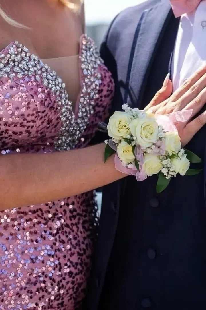 Sheath/Column Pink Velvet Sequins Sleeveless Split Prom Dresses Long Formal Ball Gown