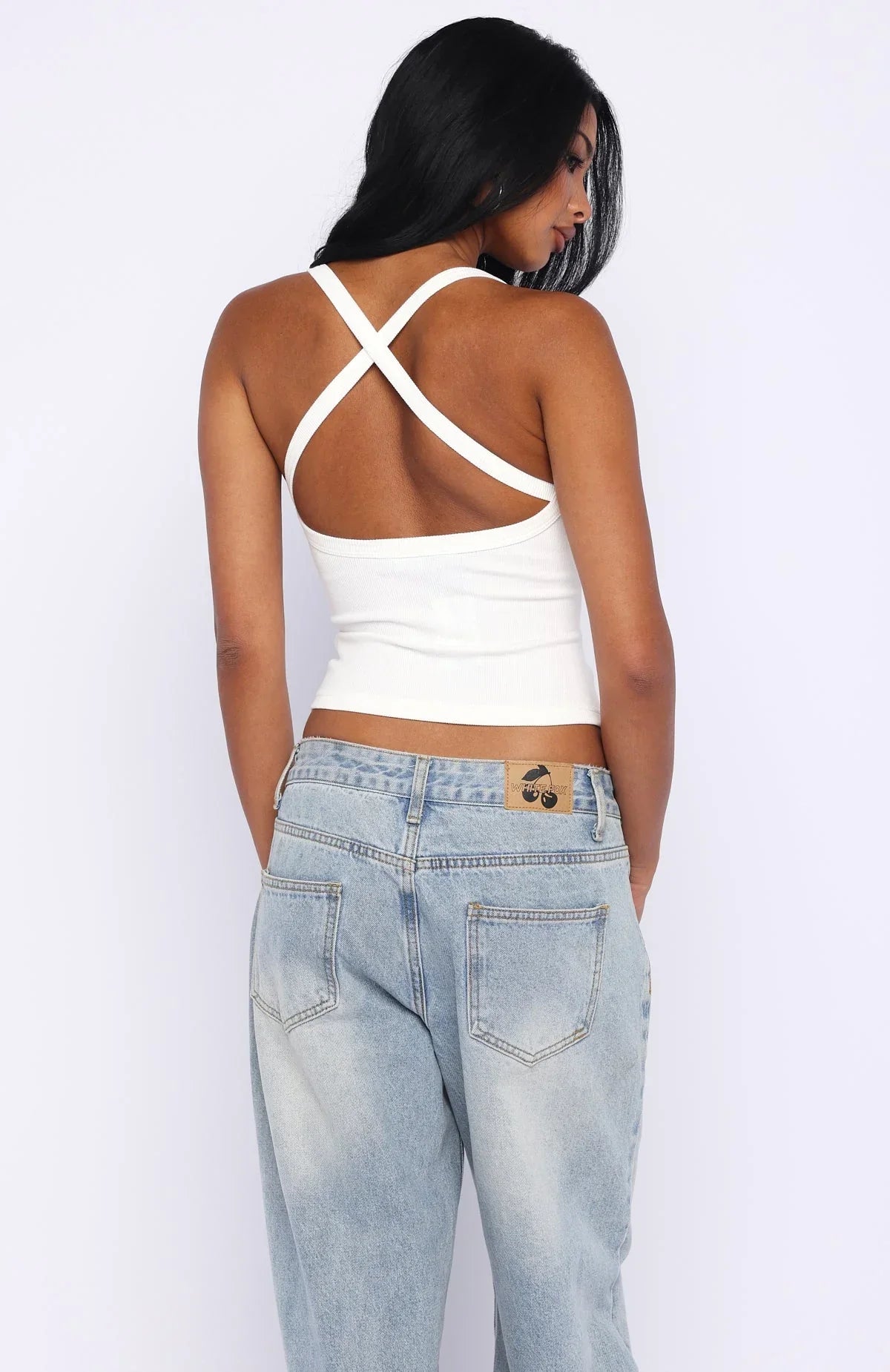 A Minute Later Ribbed Top White