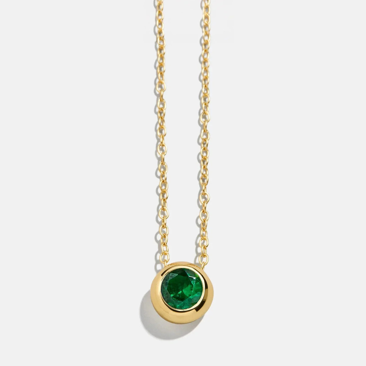 18K Gold Birthstone Pendant Necklace - Emerald