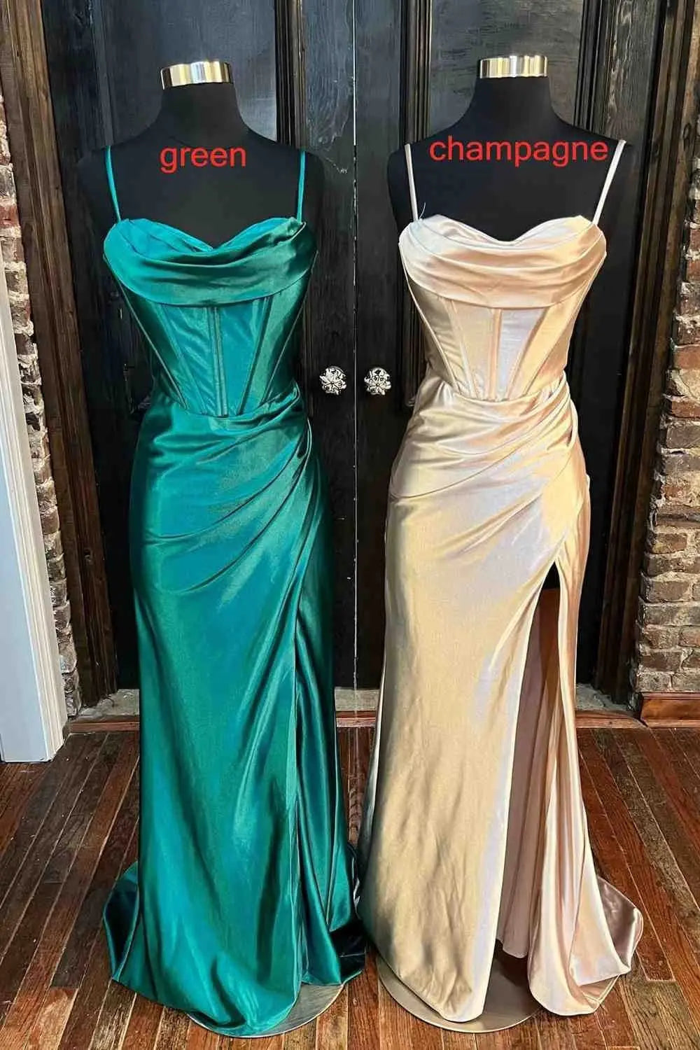 Sheath/Column Sweetheart Sleeveless Silk like Satin Sweep Train Prom Dresses With Split Ruffles