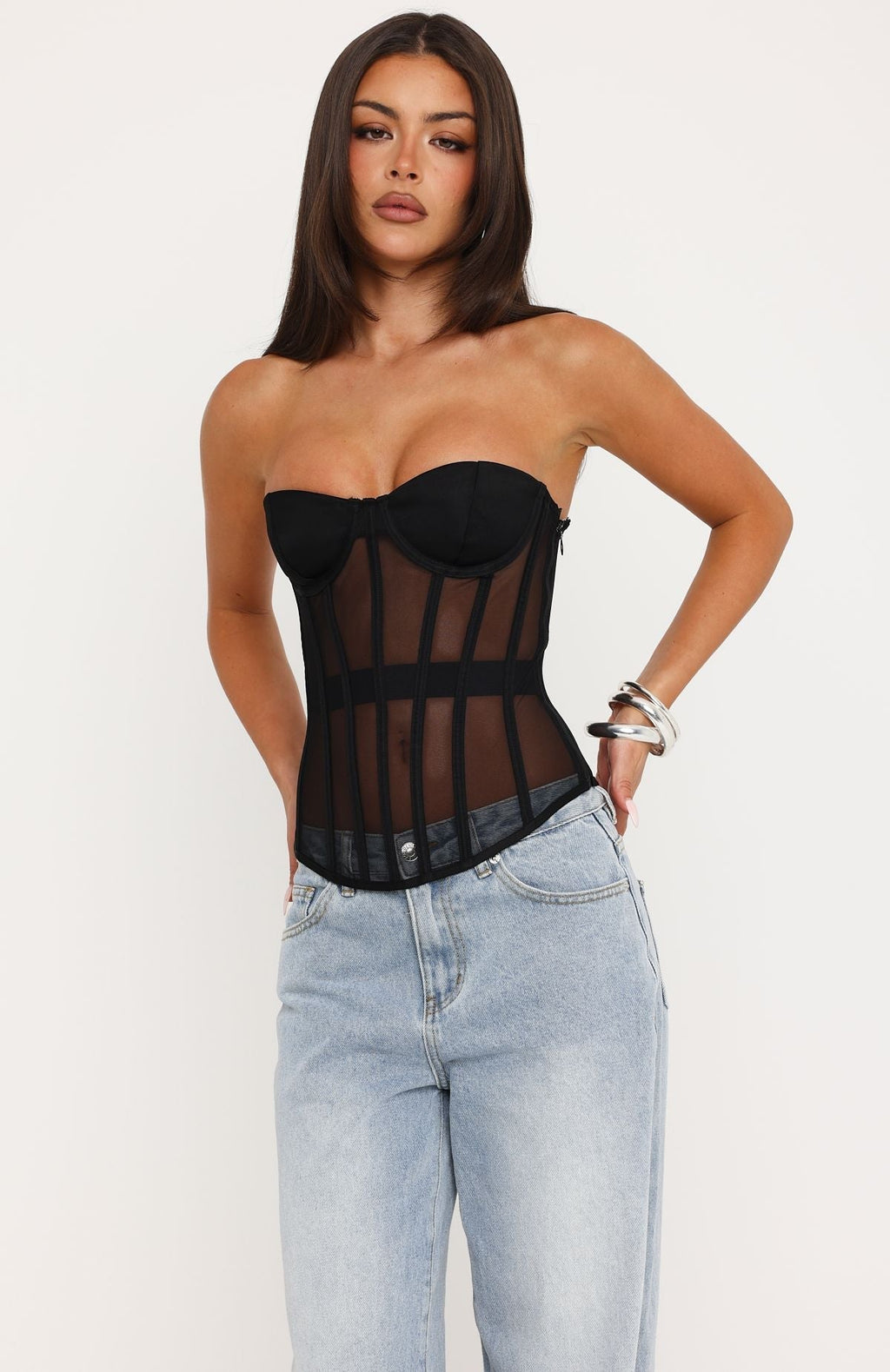 Just A Peek Strapless Bustier Black