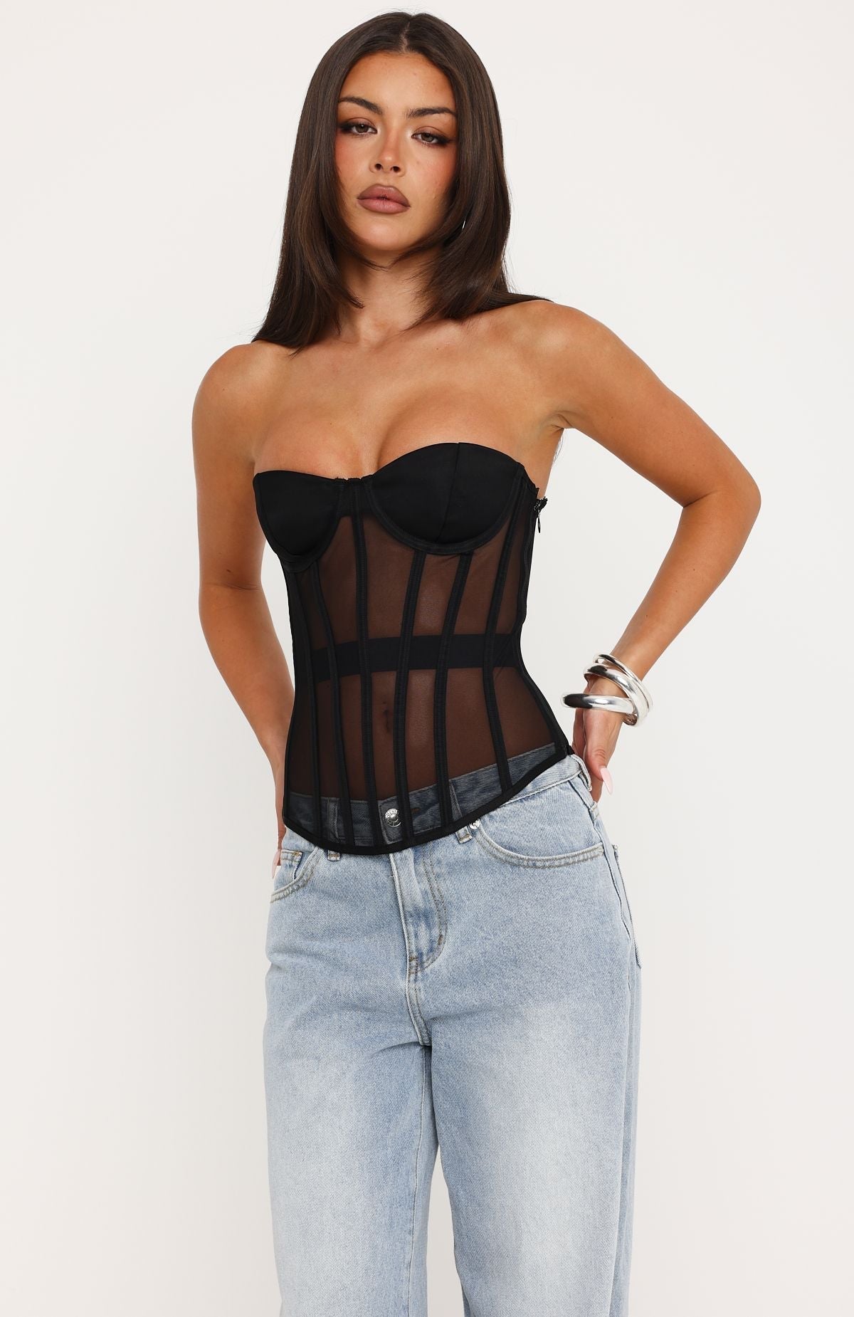 Just A Peek Strapless Bustier Black