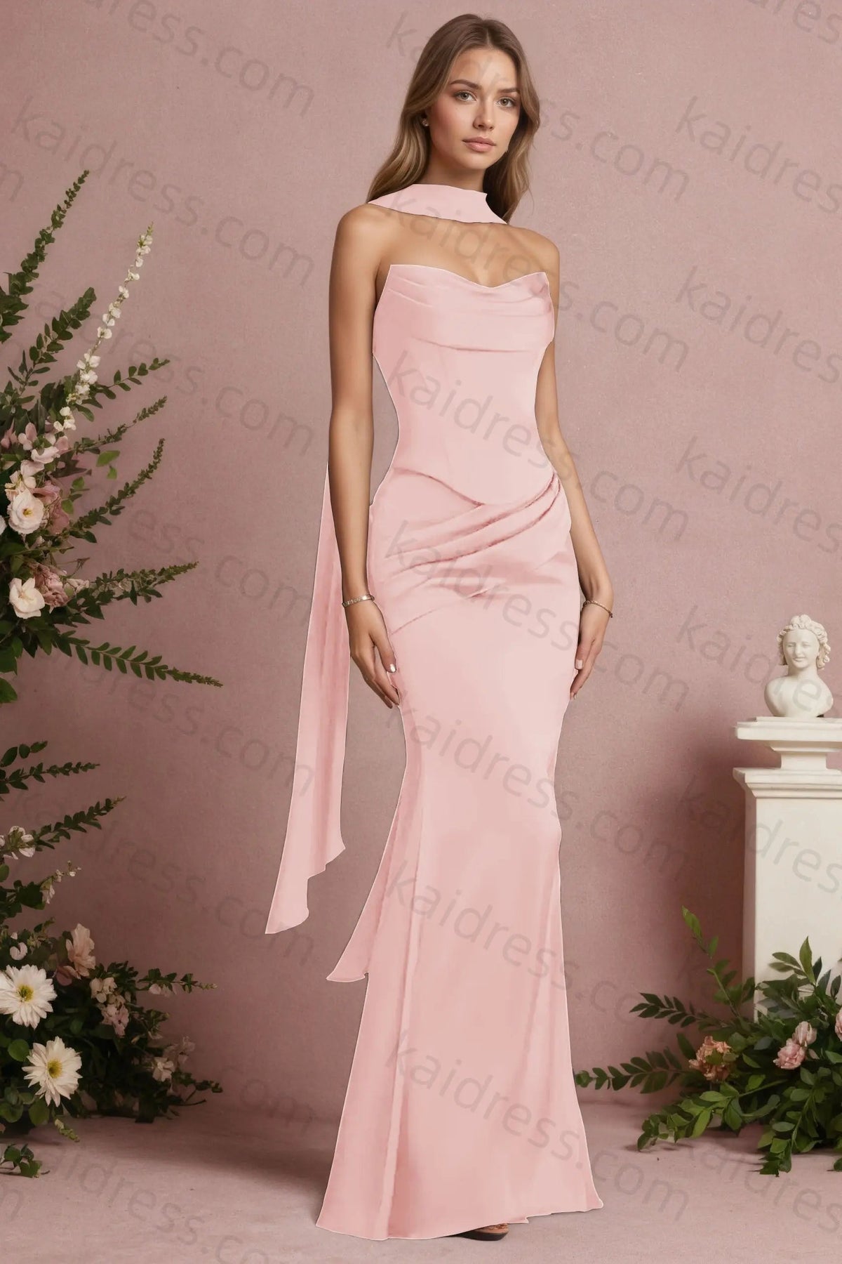 Mermaid Black Strapless Satin Long Prom Dresses Corset Evening Dresses