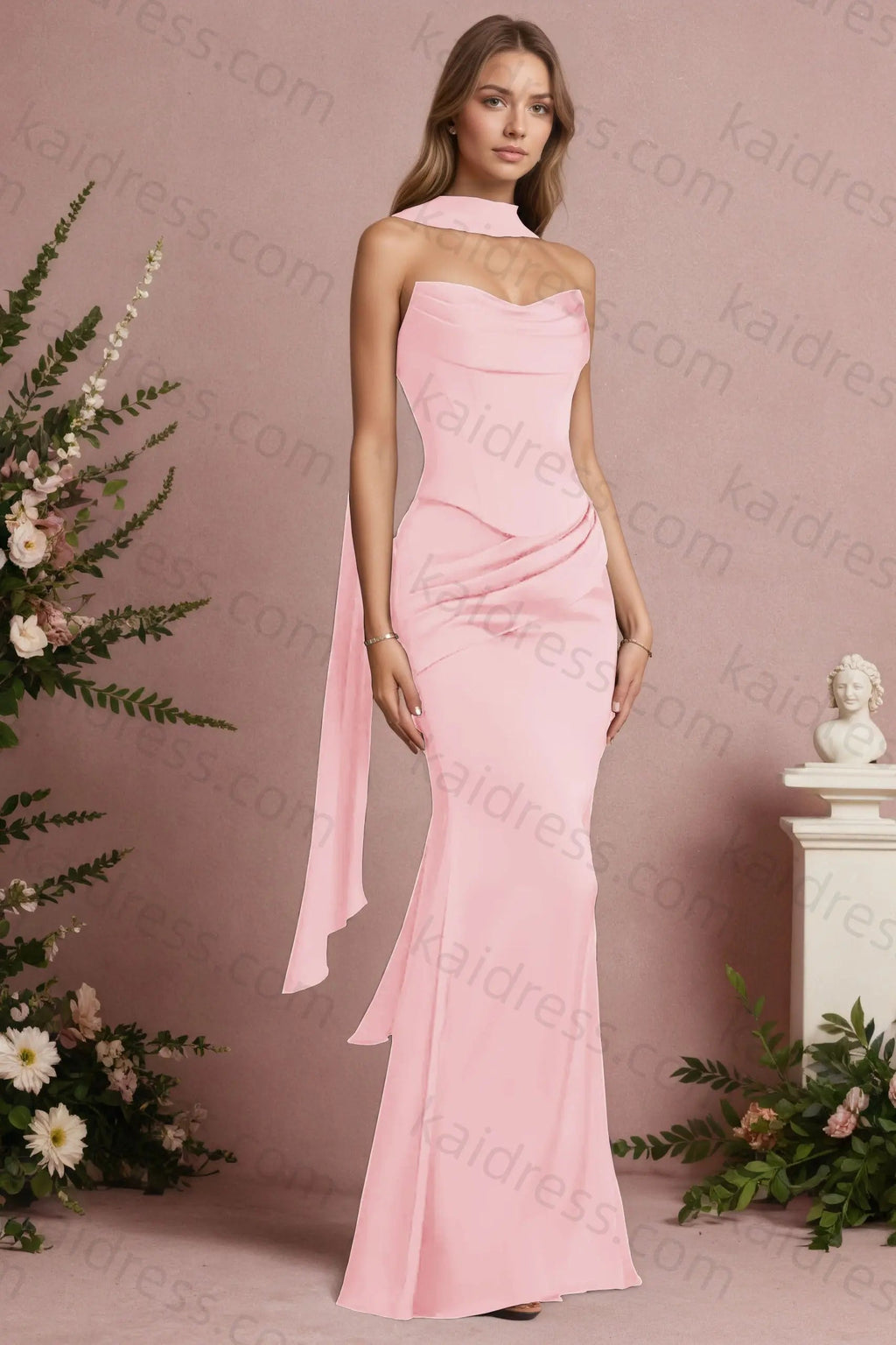 Mermaid Black Strapless Satin Long Prom Dresses Corset Evening Dresses